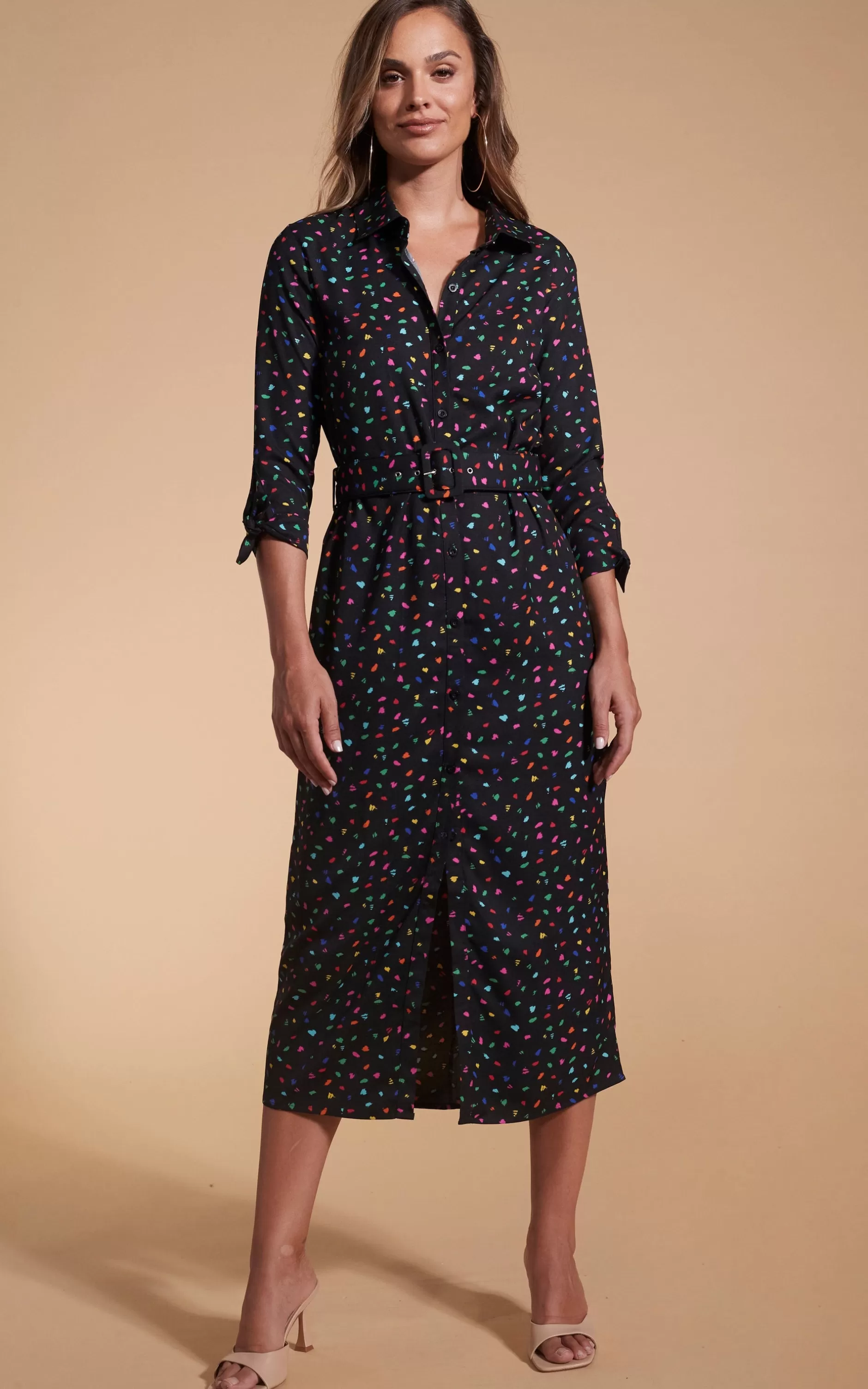 Dancing Leopard Alva Midi Shirt Dress In Abstract Multi>Women Dresses