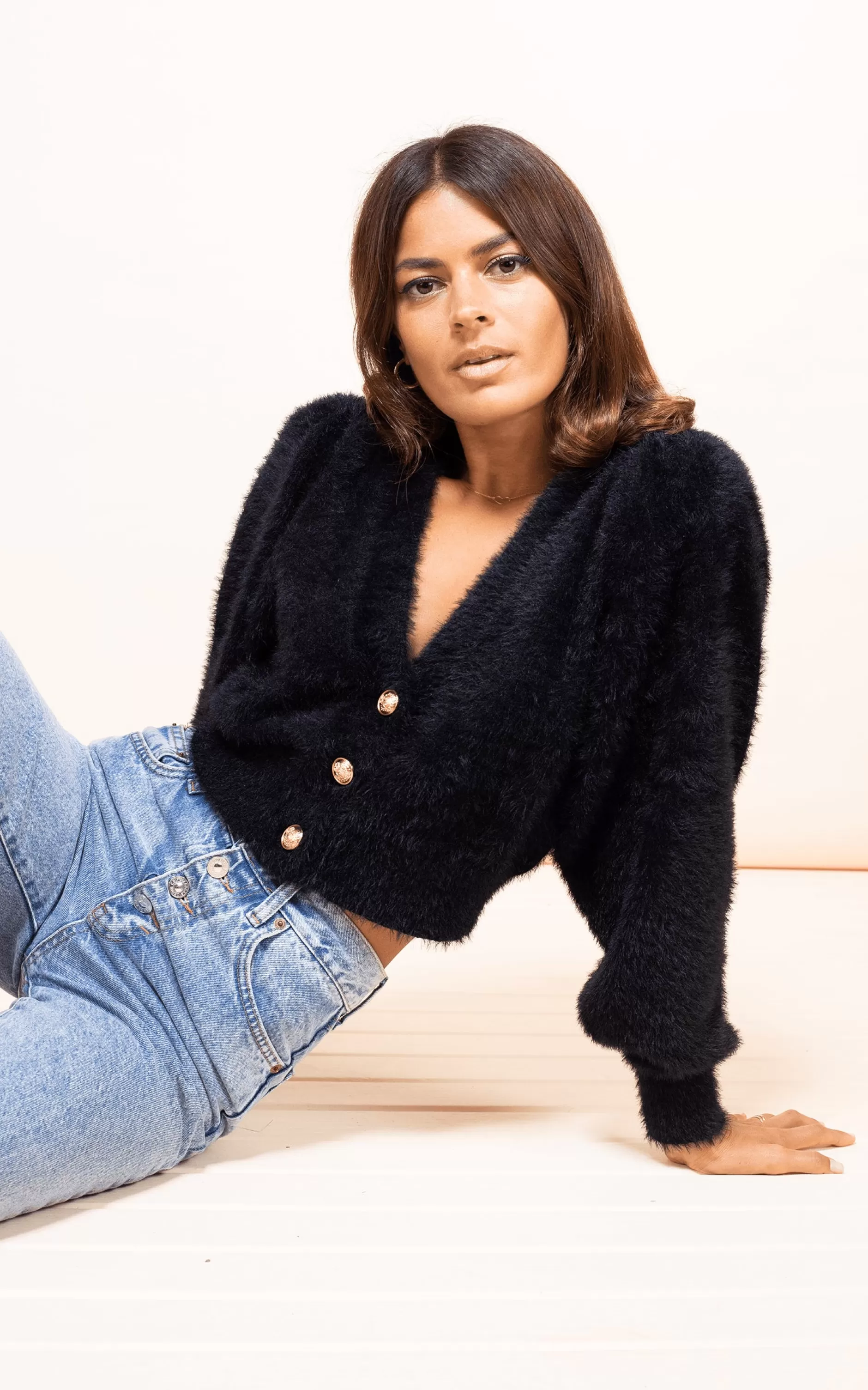 Dancing Leopard Ariana Cropped Cardigan In Black>Women Knitwear
