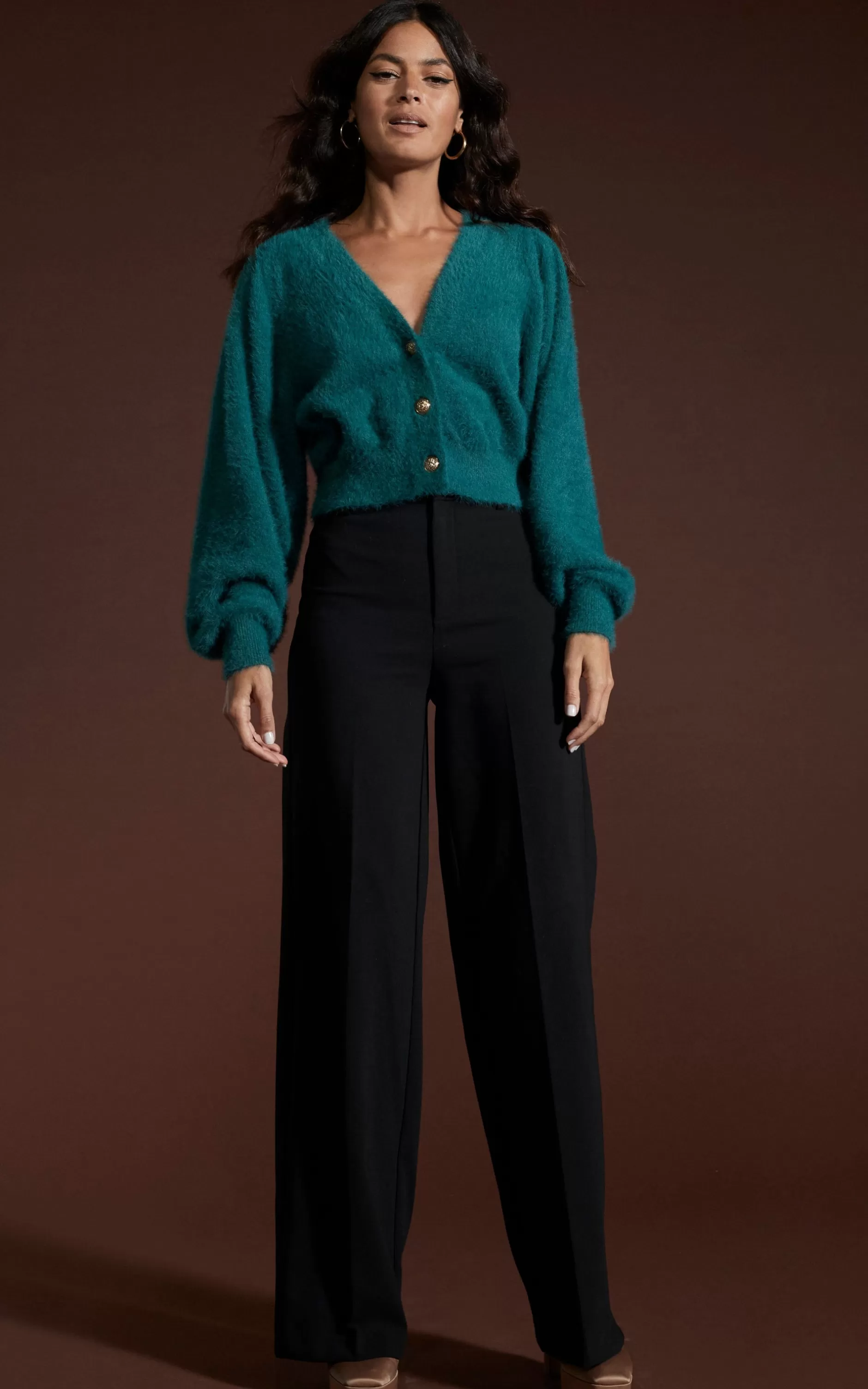 Dancing Leopard Ariana Cropped Cardigan In Forest Green>Women Knitwear