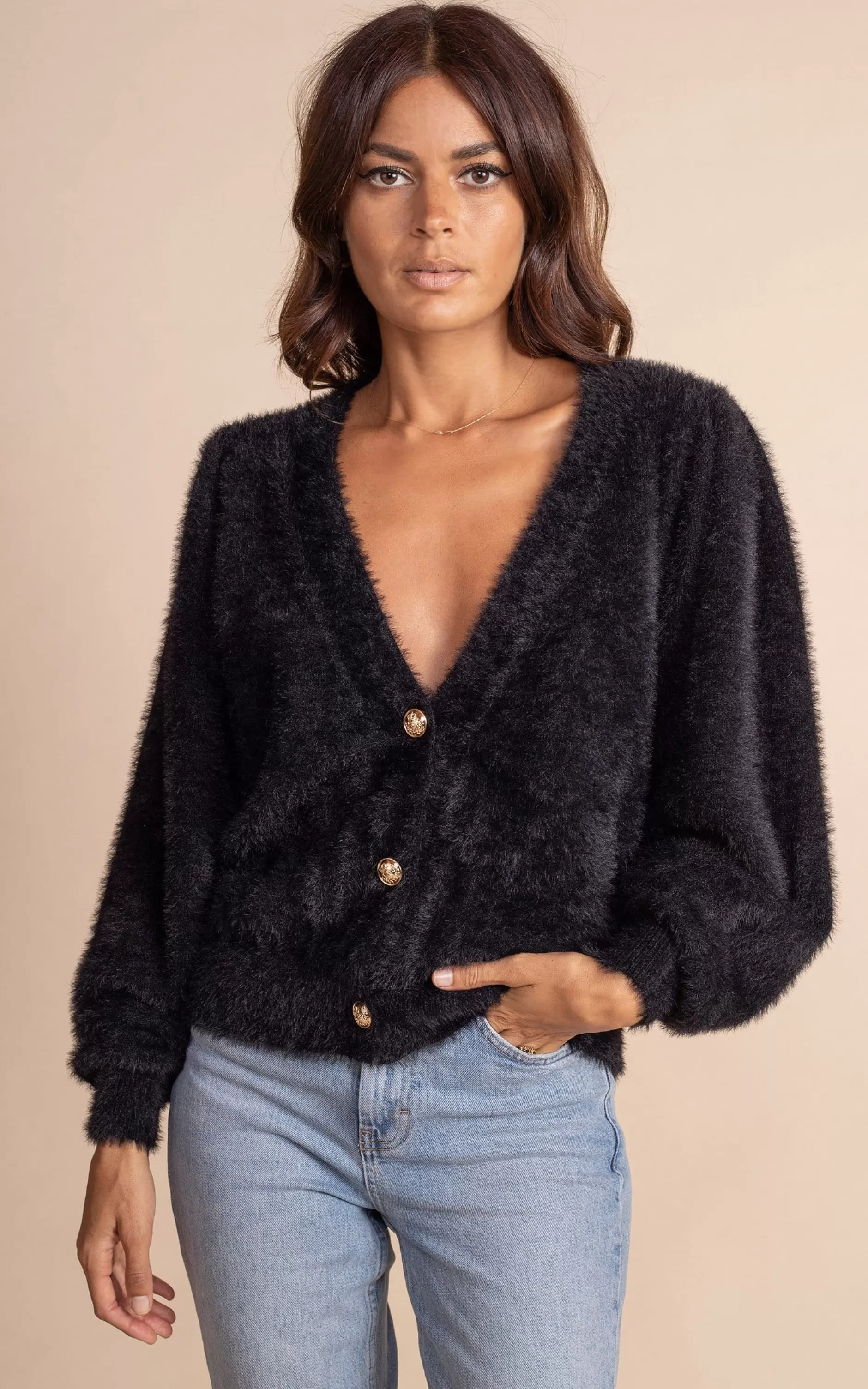 Dancing Leopard Bambino Cardigan In Black>Women Knitwear