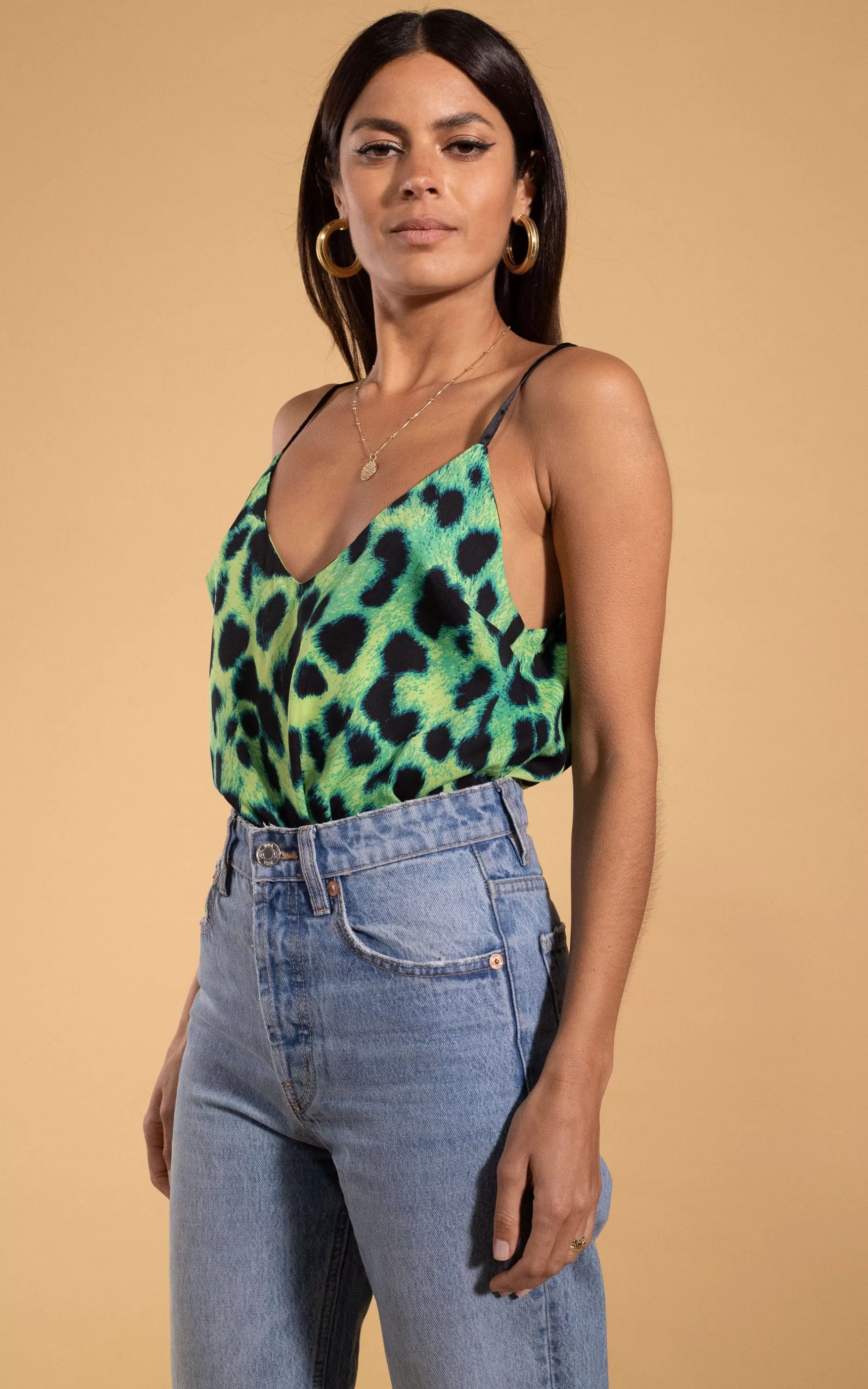 Dancing Leopard Birdie Cami Top In Lime Leopard>Women Tops