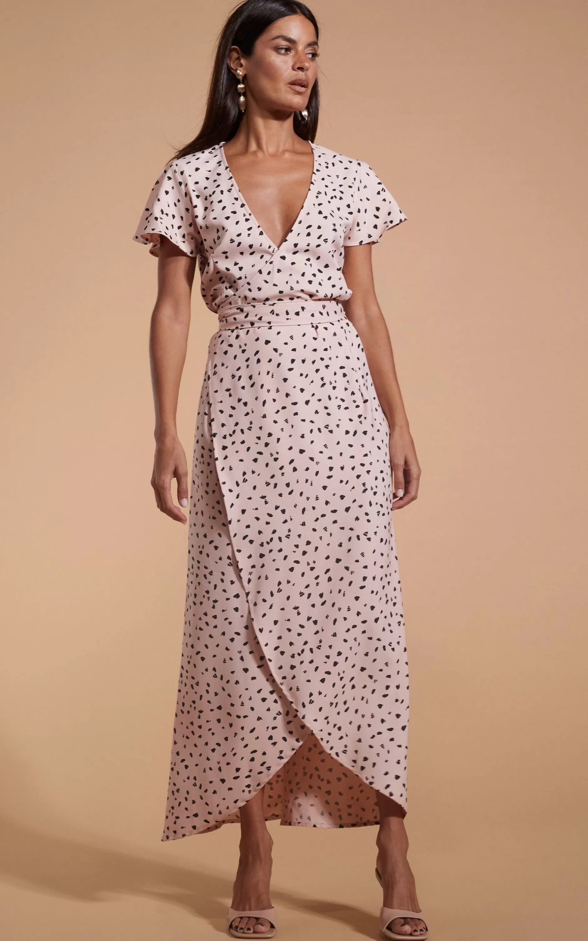 Dancing Leopard Cayenne Dress In Abstract Black On Beige>Women Dresses