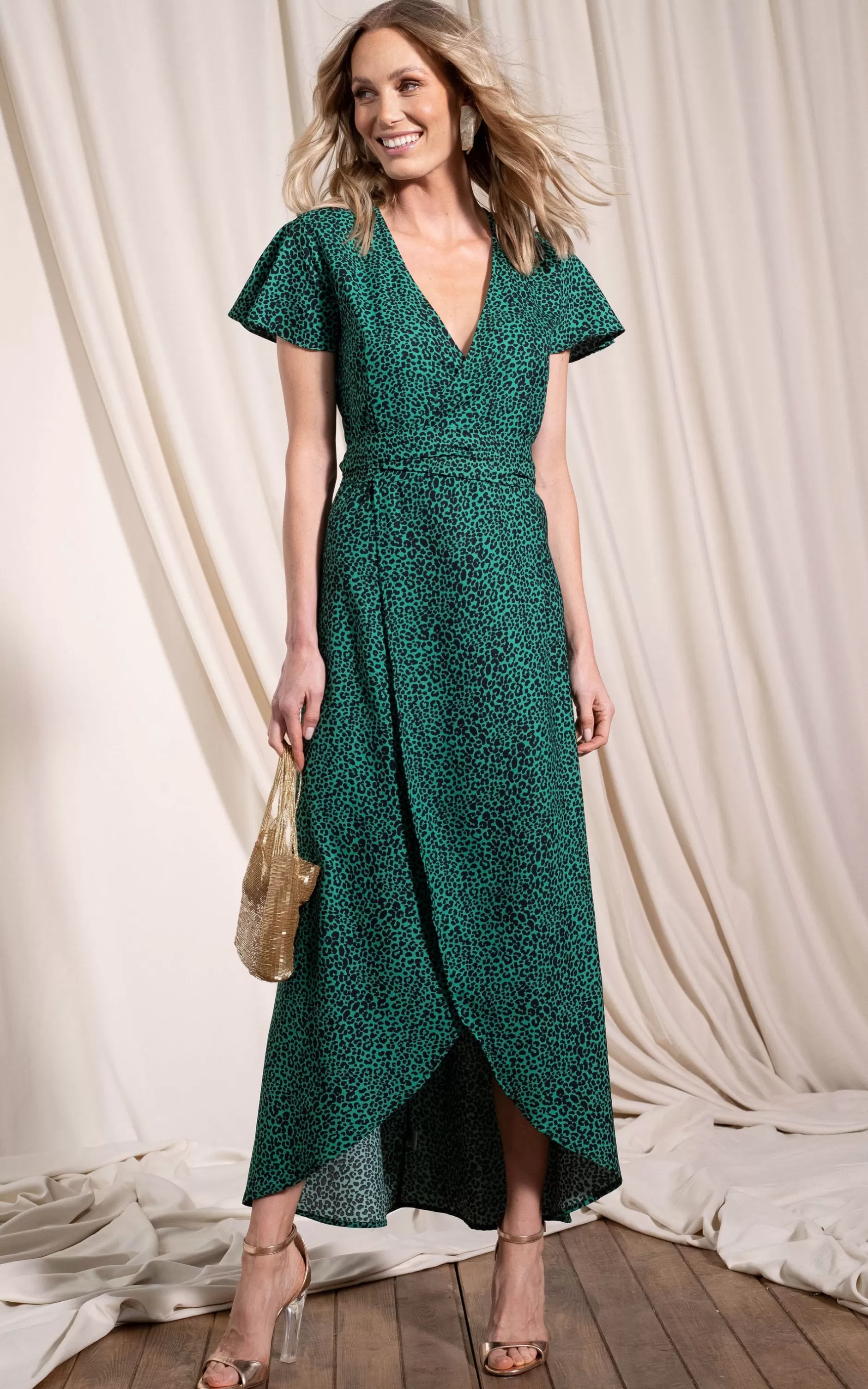 Dancing Leopard Cayenne Dress In Small Green Leopard>Women Dresses