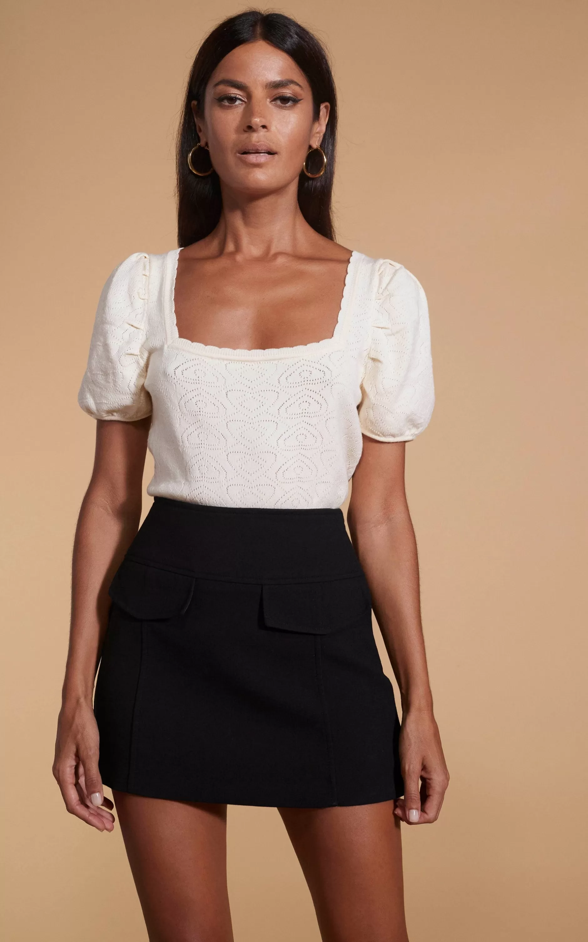 Dancing Leopard Daphne Pointelle Top In Cream>Women Tops