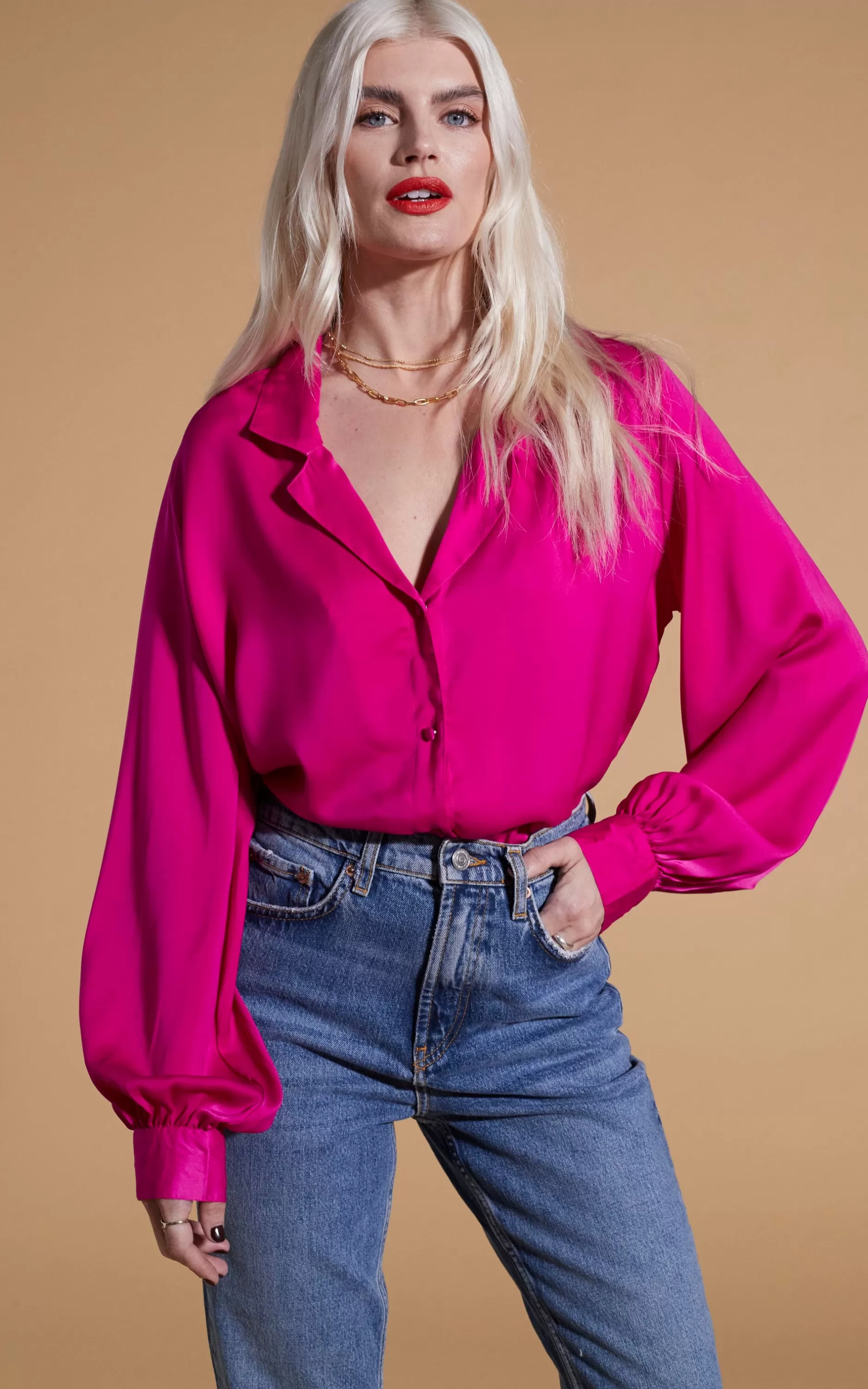Dancing Leopard Dixie Balloon Sleeve Shirt In Magenta>Women Shirts