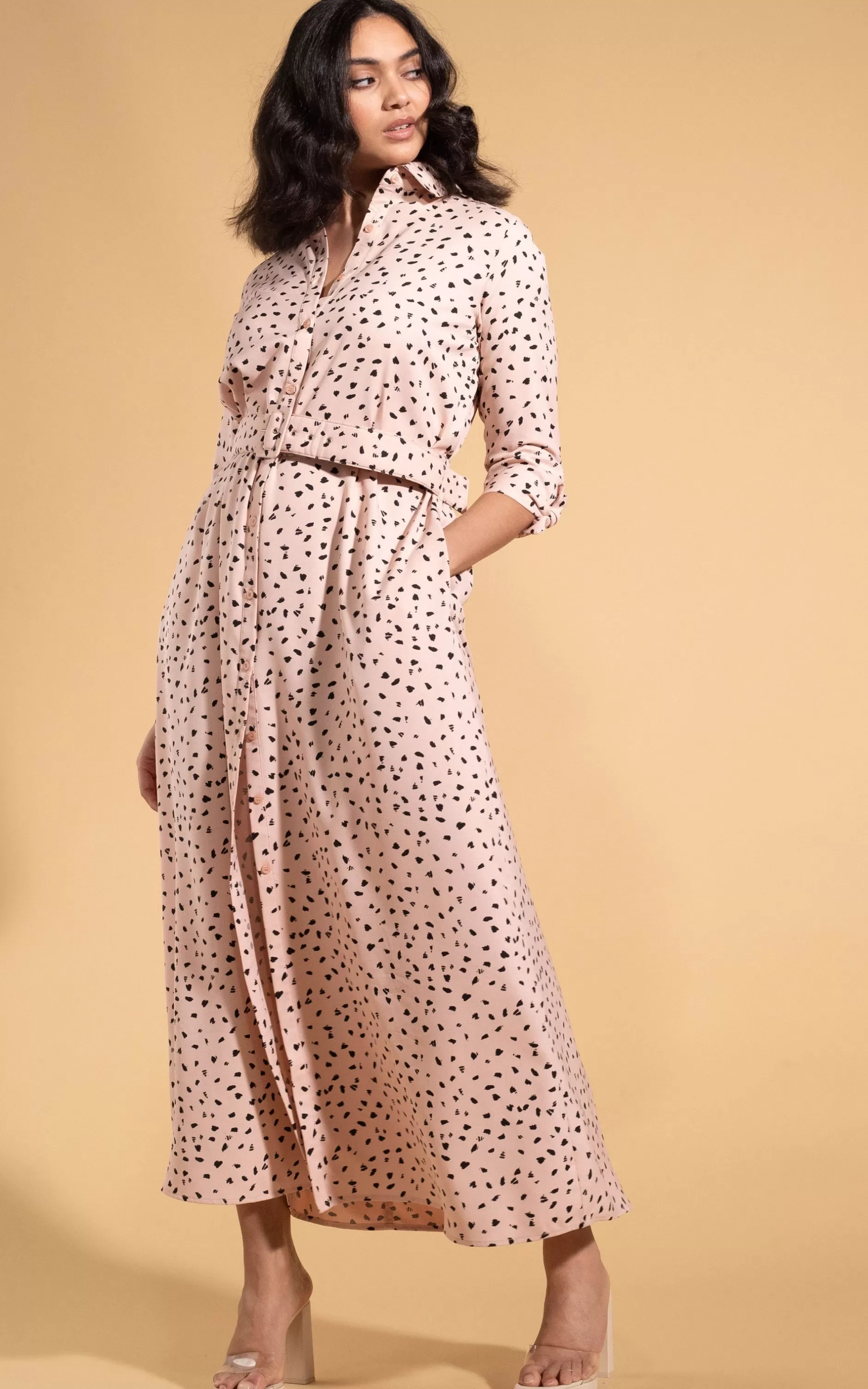 Dancing Leopard Dove Dress In Abstract Black On Beige>Women Dresses