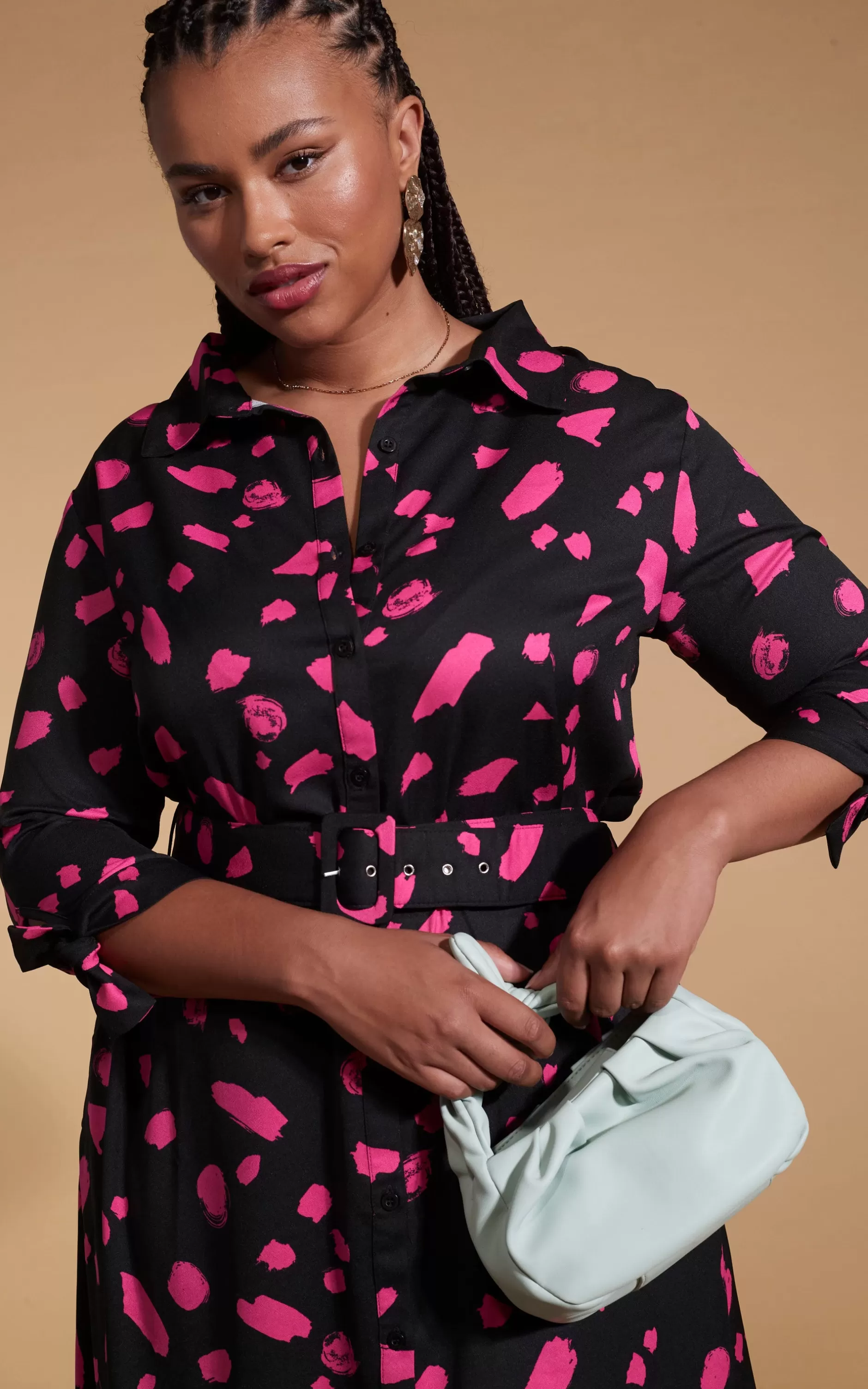 Dancing Leopard Dove Dress In Abstract Dot Pink On Black- Extended Sizing>Women Dresses