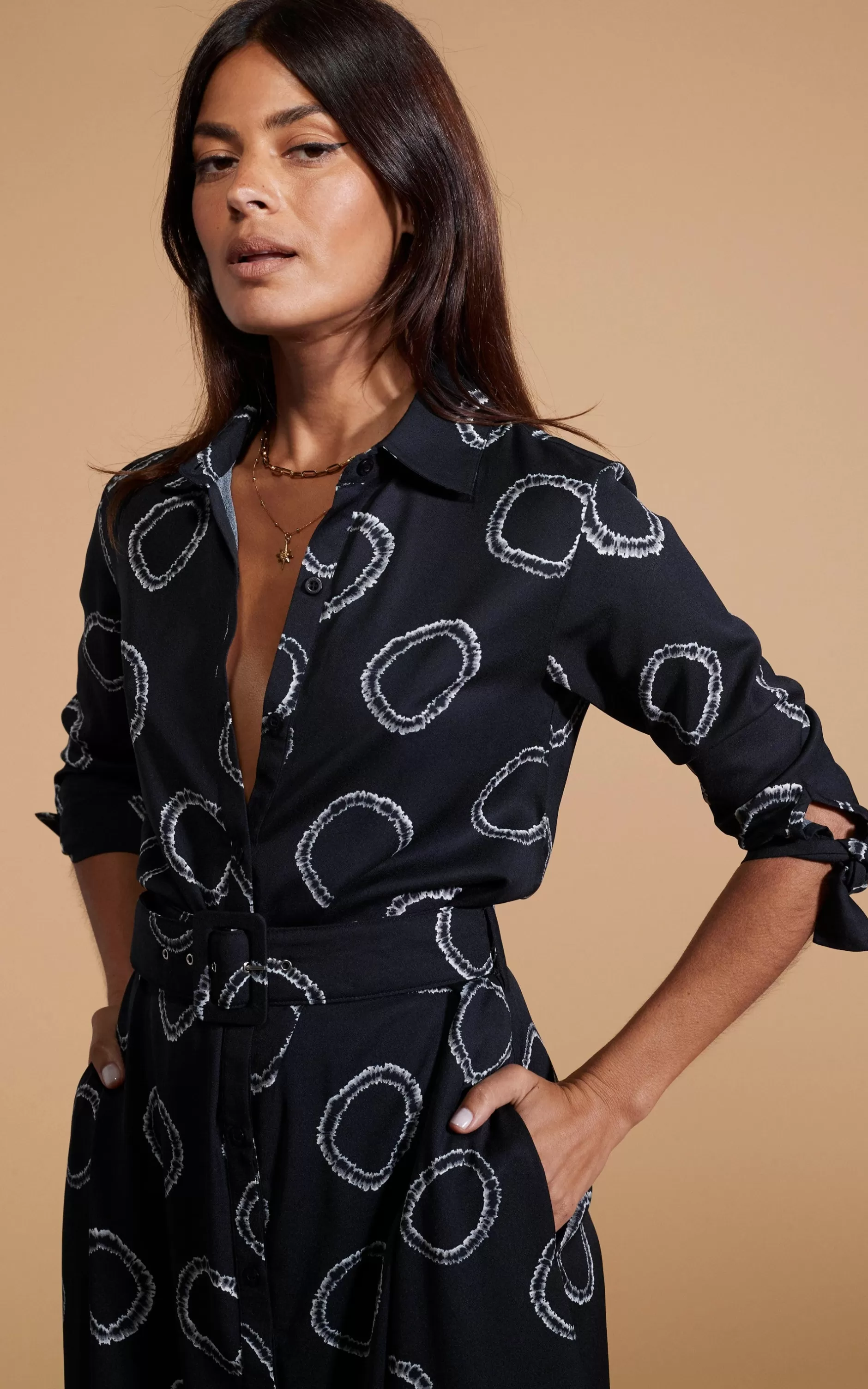 Dancing Leopard Dove Dress In Black & White Circle>Women Dresses