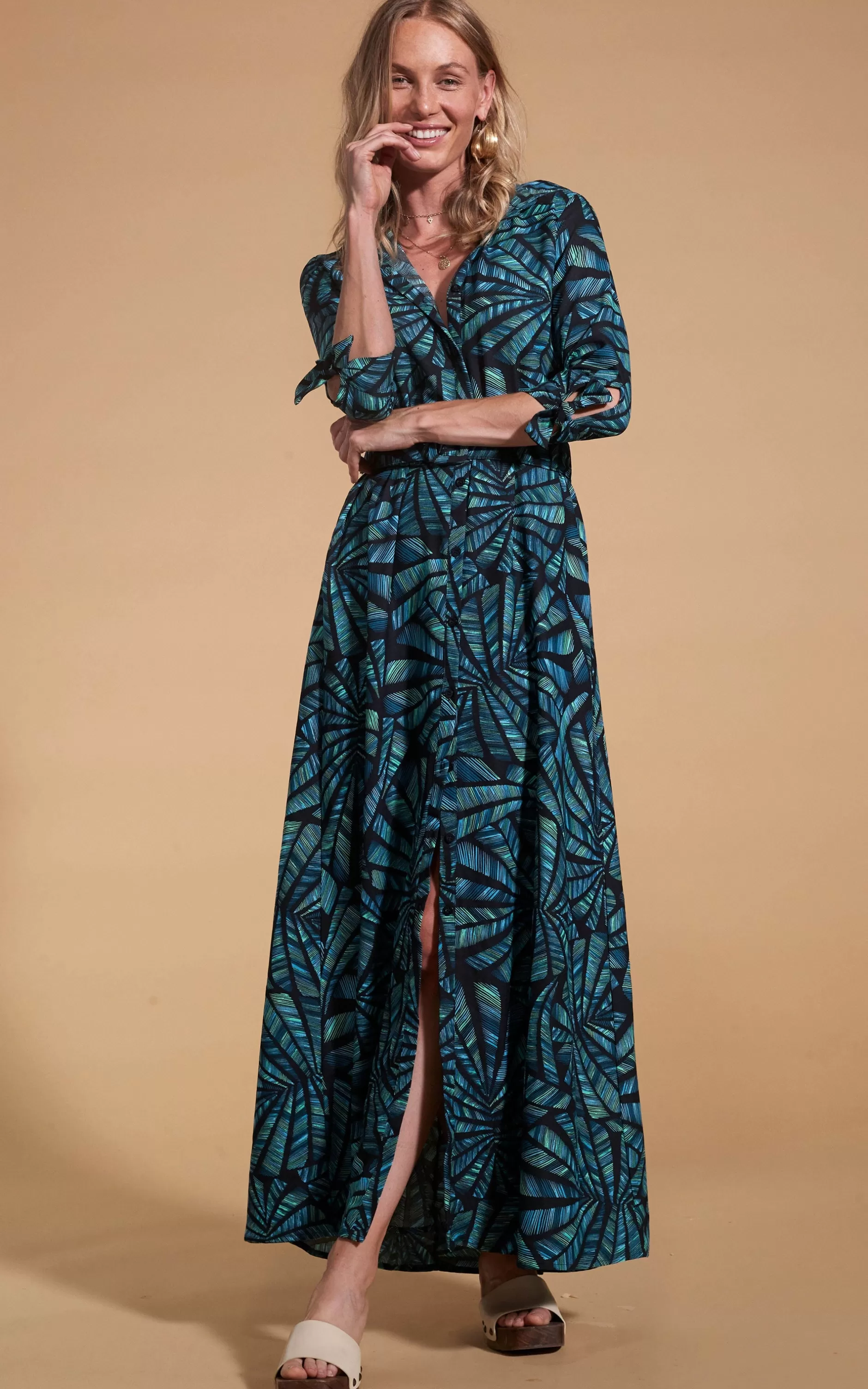 Dancing Leopard Dove Dress In Fan Turquoise On Black>Women Dresses