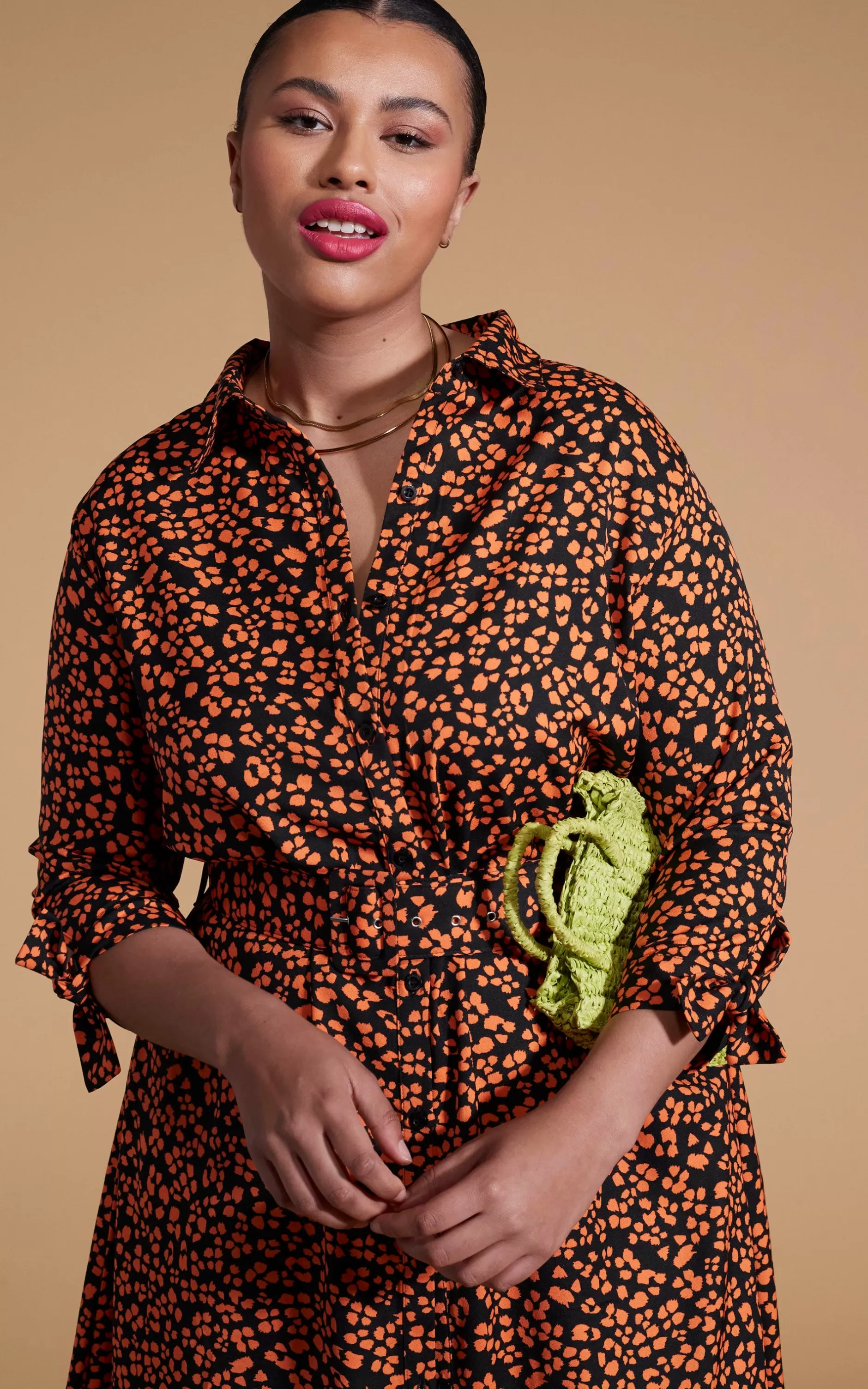 Dancing Leopard Dove Dress In Orange On Black Leopard-Extended Sizing>Women Dresses