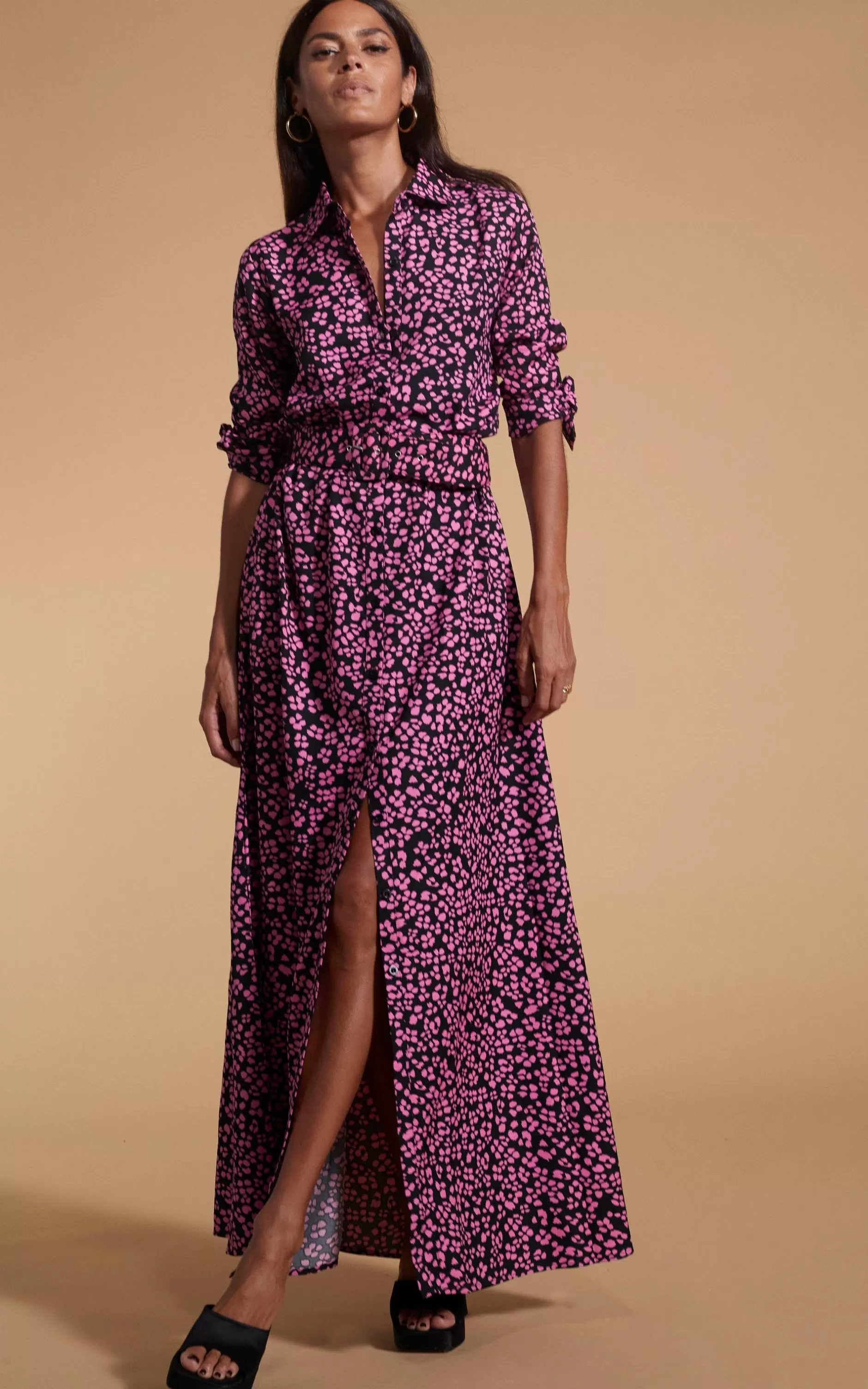 Dancing Leopard Dove Dress In Pink On Black Leopard>Women Dresses