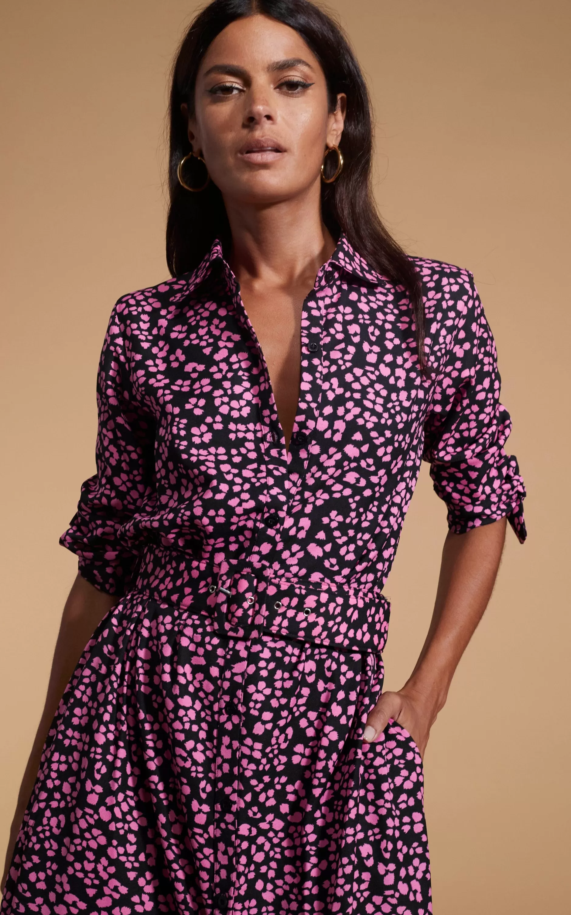 Dancing Leopard Dove Dress In Pink On Black Leopard>Women Dresses
