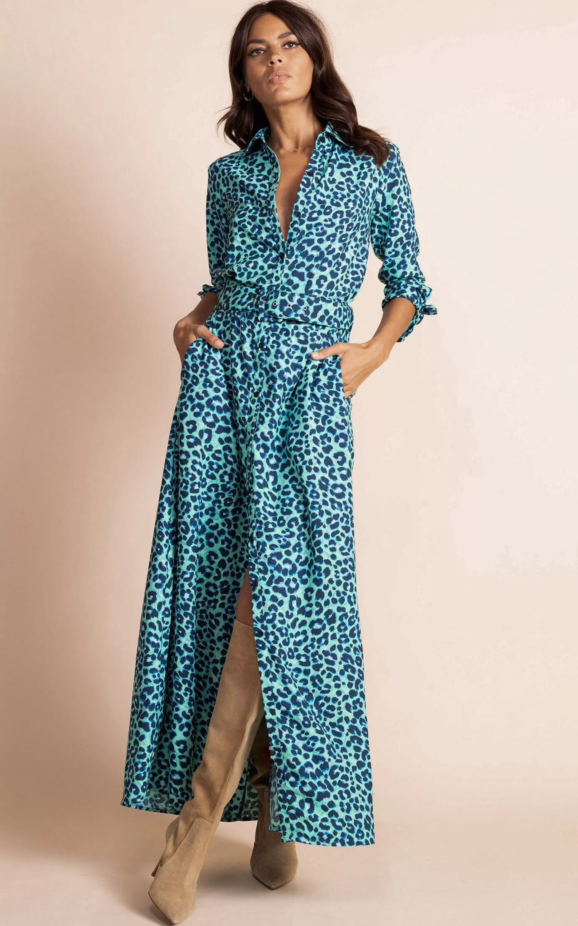Dancing Leopard Dove Dress In Turquoise Leopard>Women Dresses