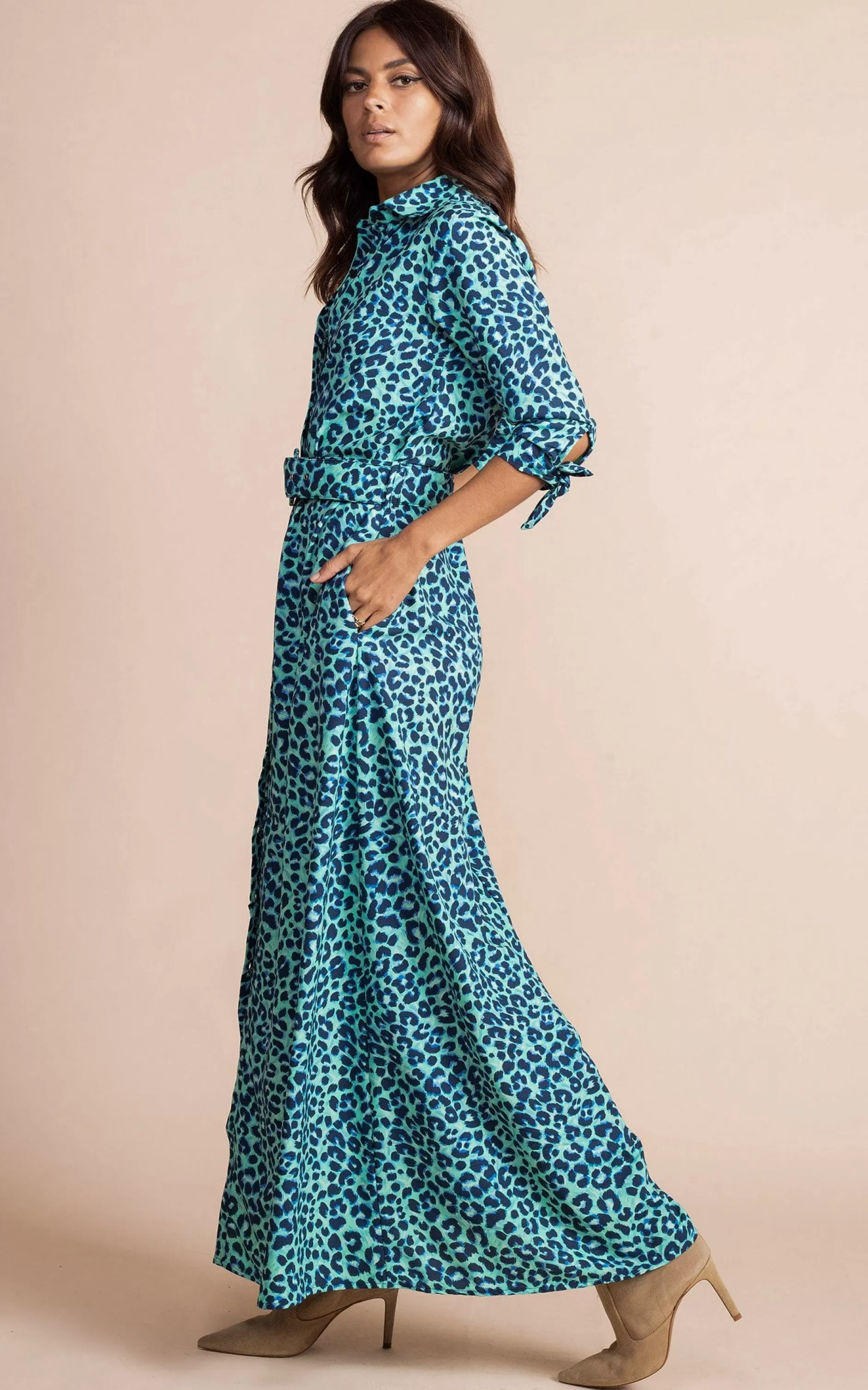 Dancing Leopard Dove Dress In Turquoise Leopard>Women Dresses