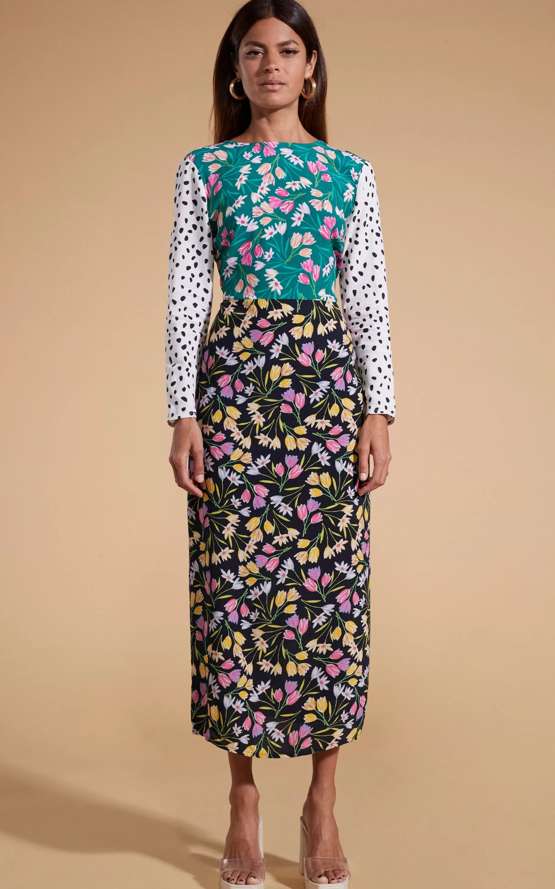 Dancing Leopard Estella Midaxi Dress In Tulip And Polka Dot Mix>Women Dresses