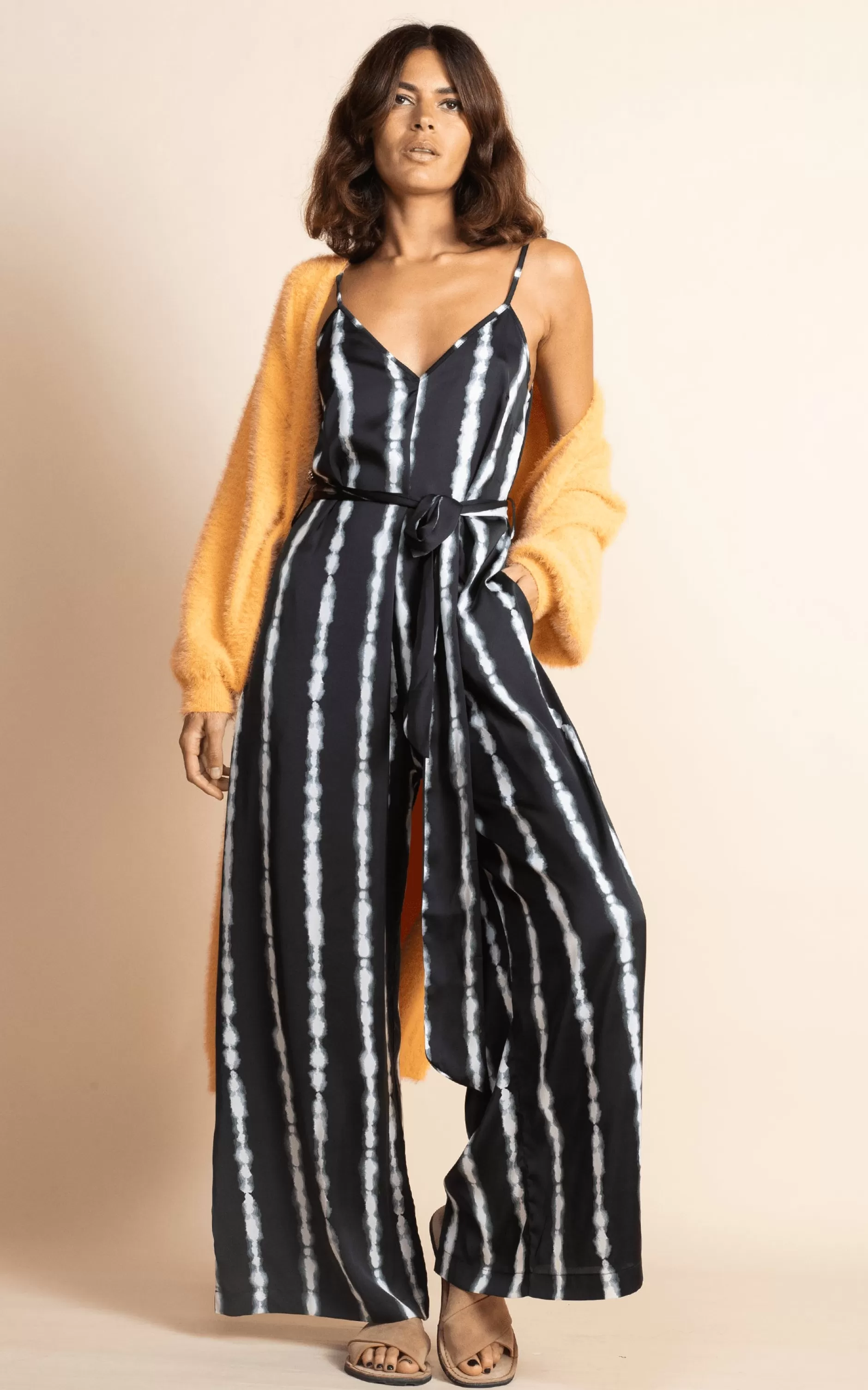 Dancing Leopard Gabriella Jumpsuit In Tie Dye Black And White Stripe>Women Jumpsuits