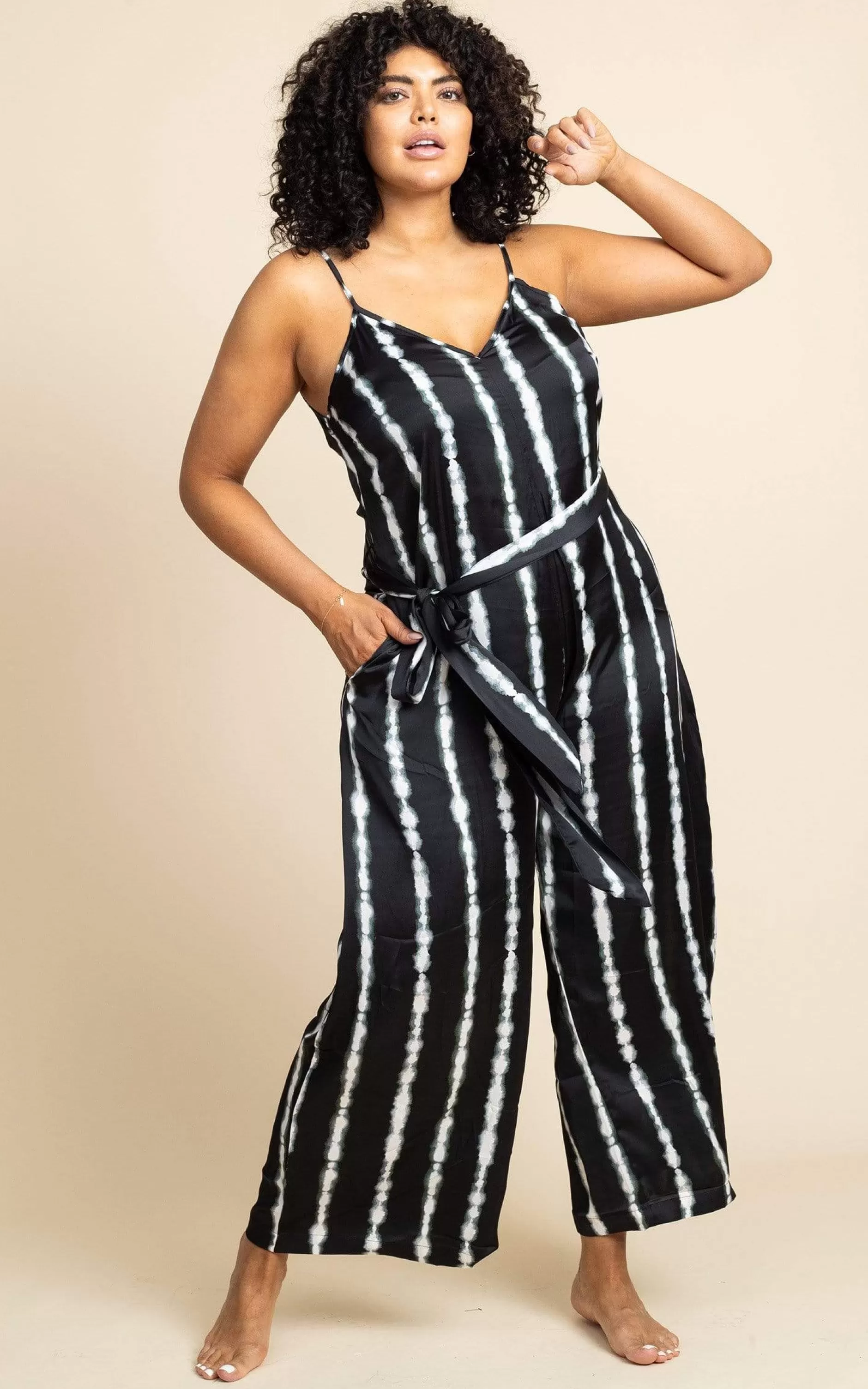 Dancing Leopard Gabriella Jumpsuit In Tie Dye Black And White Stripe>Women Jumpsuits