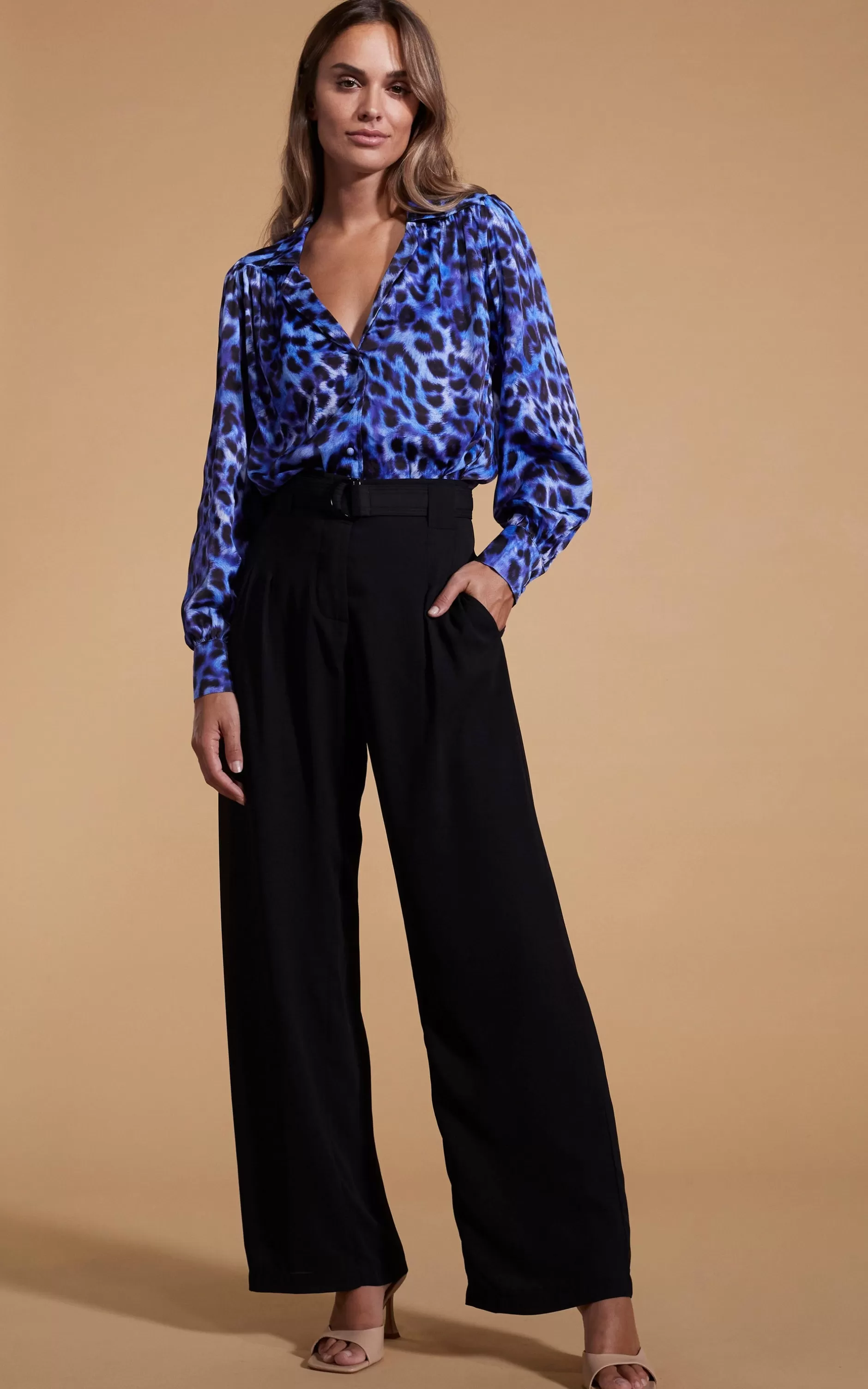 Dancing Leopard Halo Dominic Shirt In Blue Leopard>Women Shirts