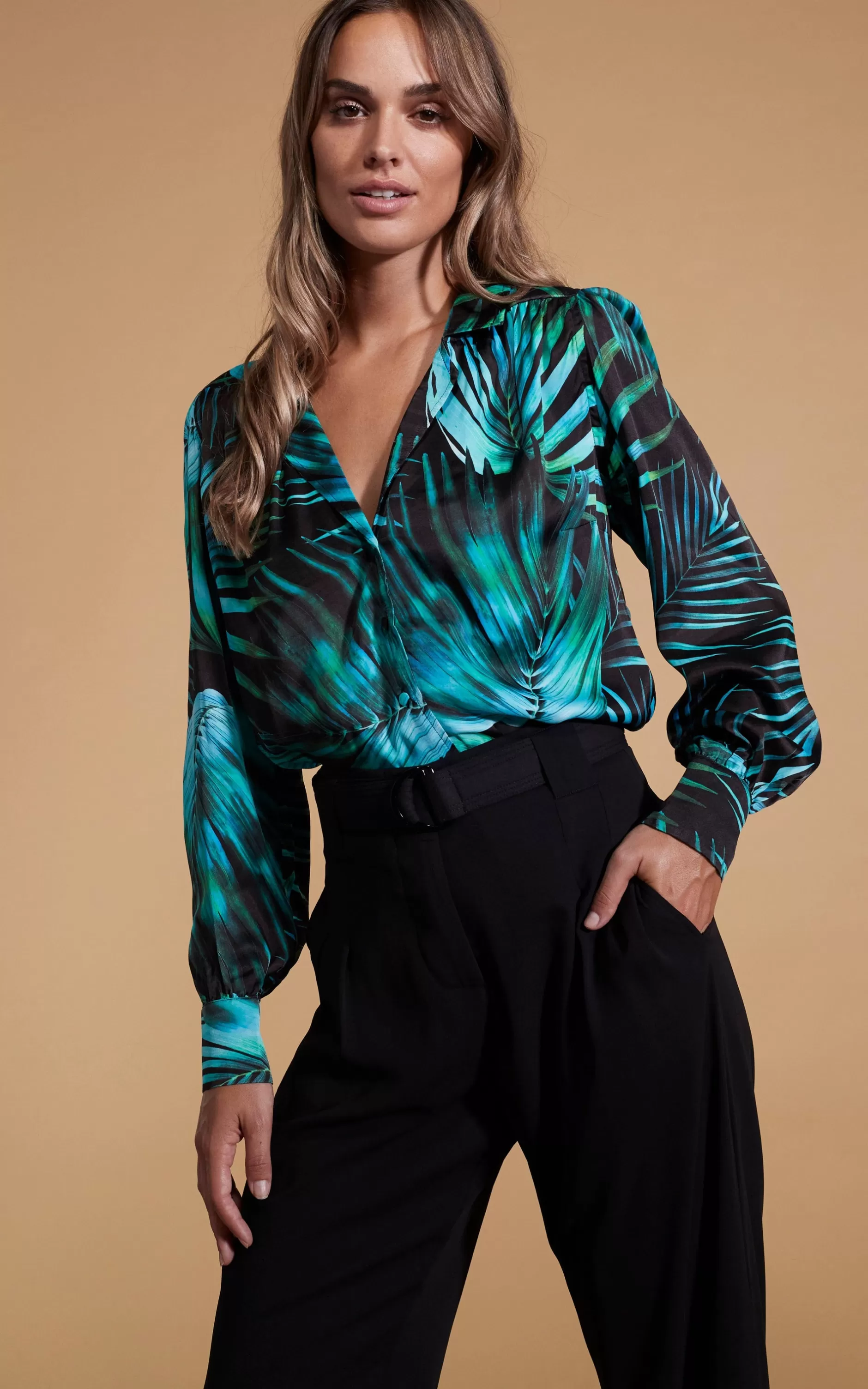 Dancing Leopard Halo Dominic Shirt In Green Palm>Women Shirts