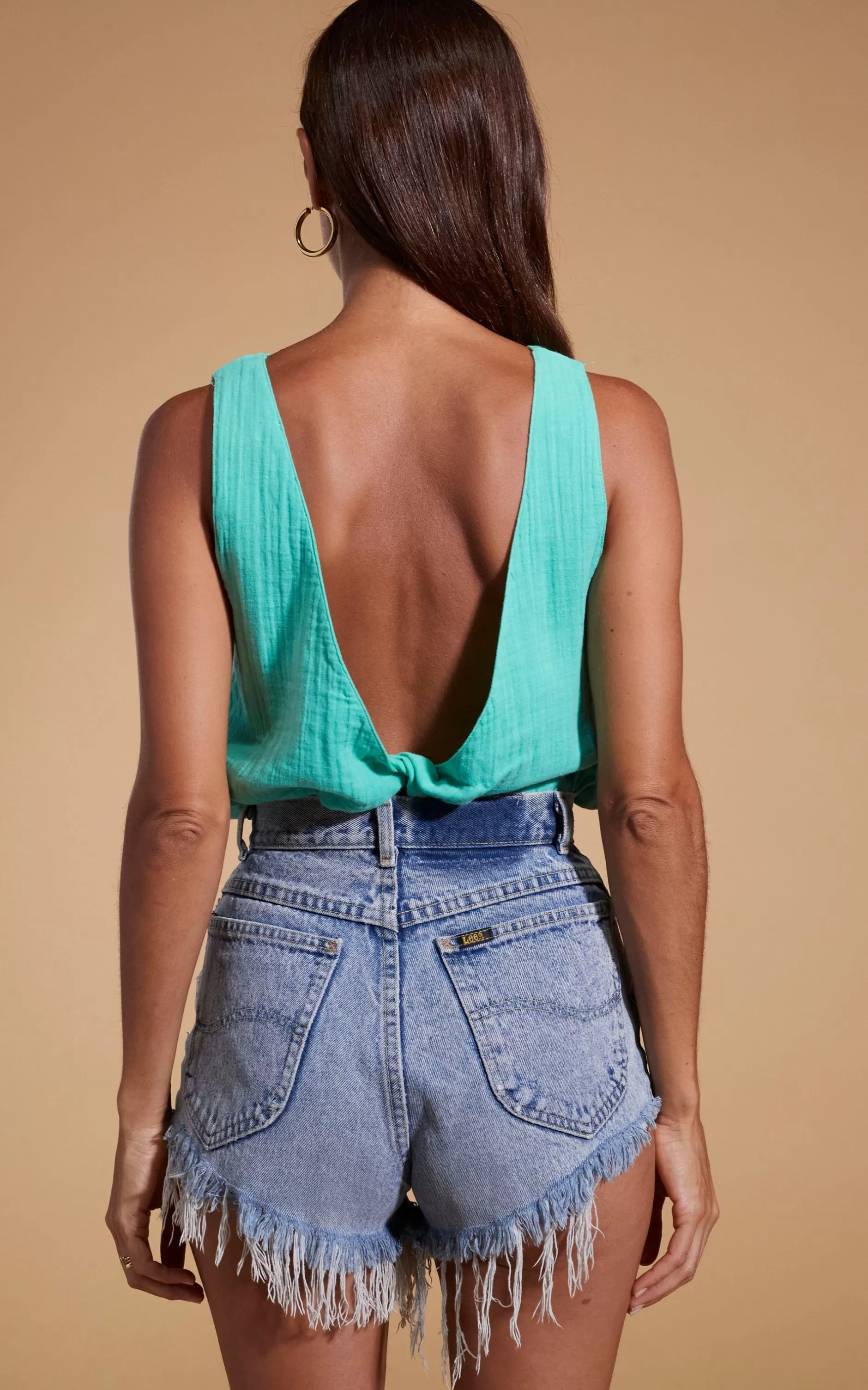 Dancing Leopard Halo Guava Twist Top In Mint Green>Women Tops