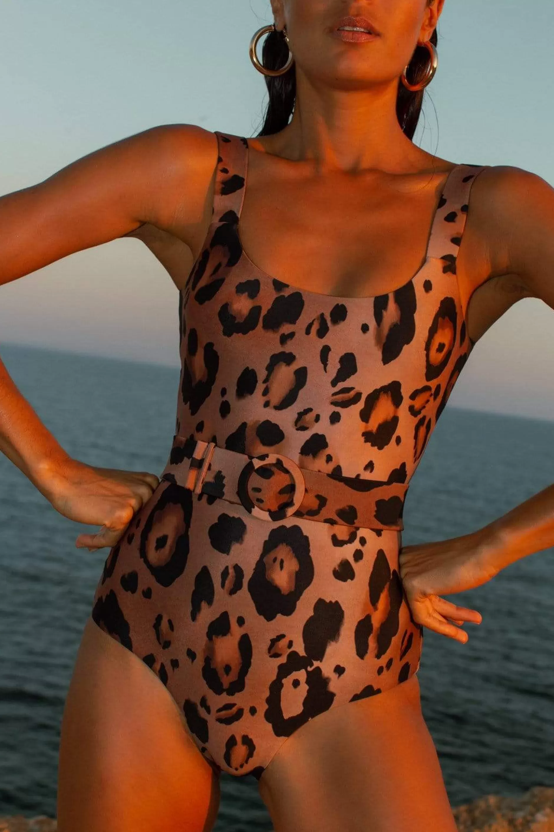 Dancing Leopard Halo Kiara Belted Swimsuit In Leopard>Women Swimwear