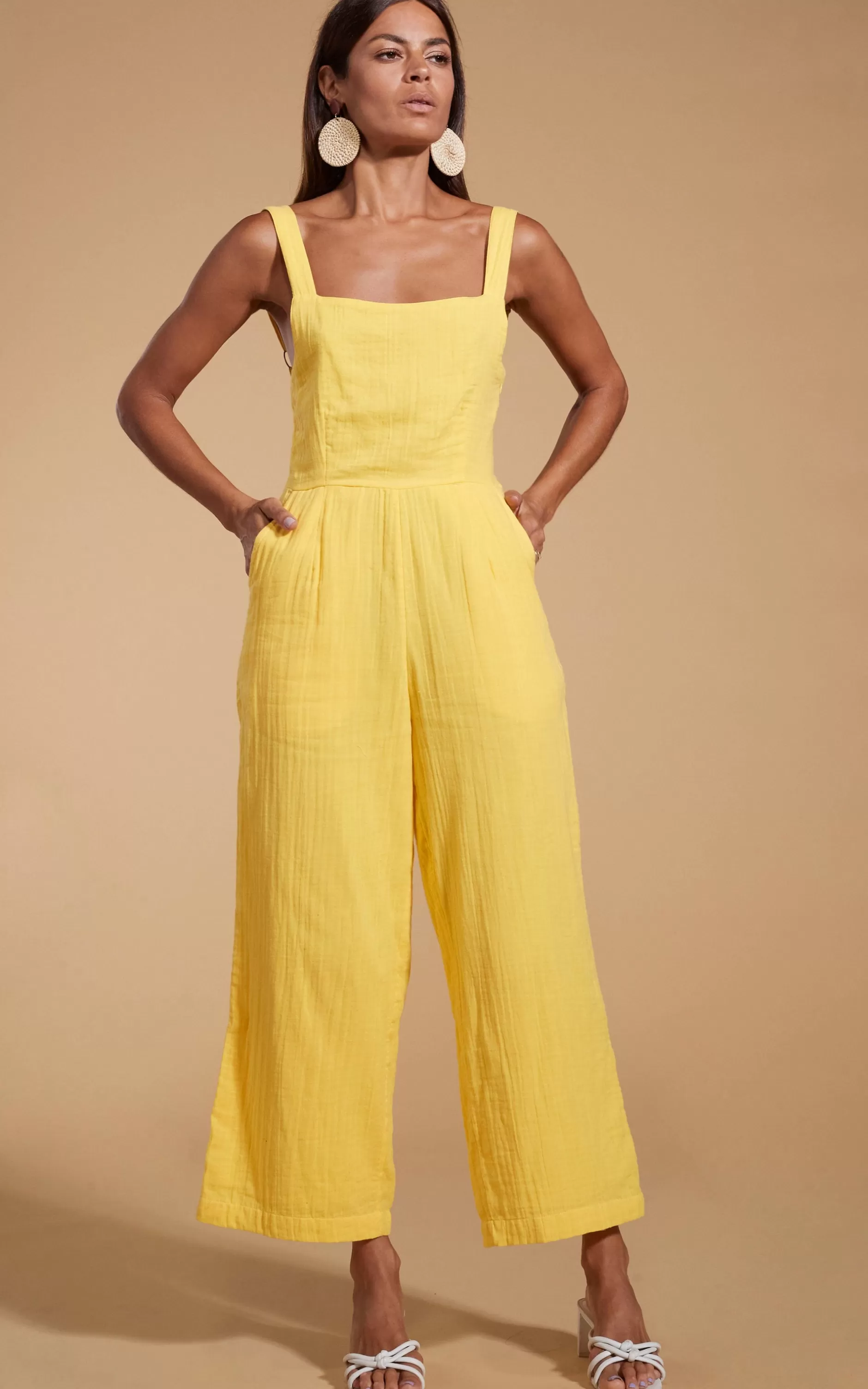 Dancing Leopard Halo Kimani Twist Back Jumpsuit In Primrose Yellow>Women Jumpsuits