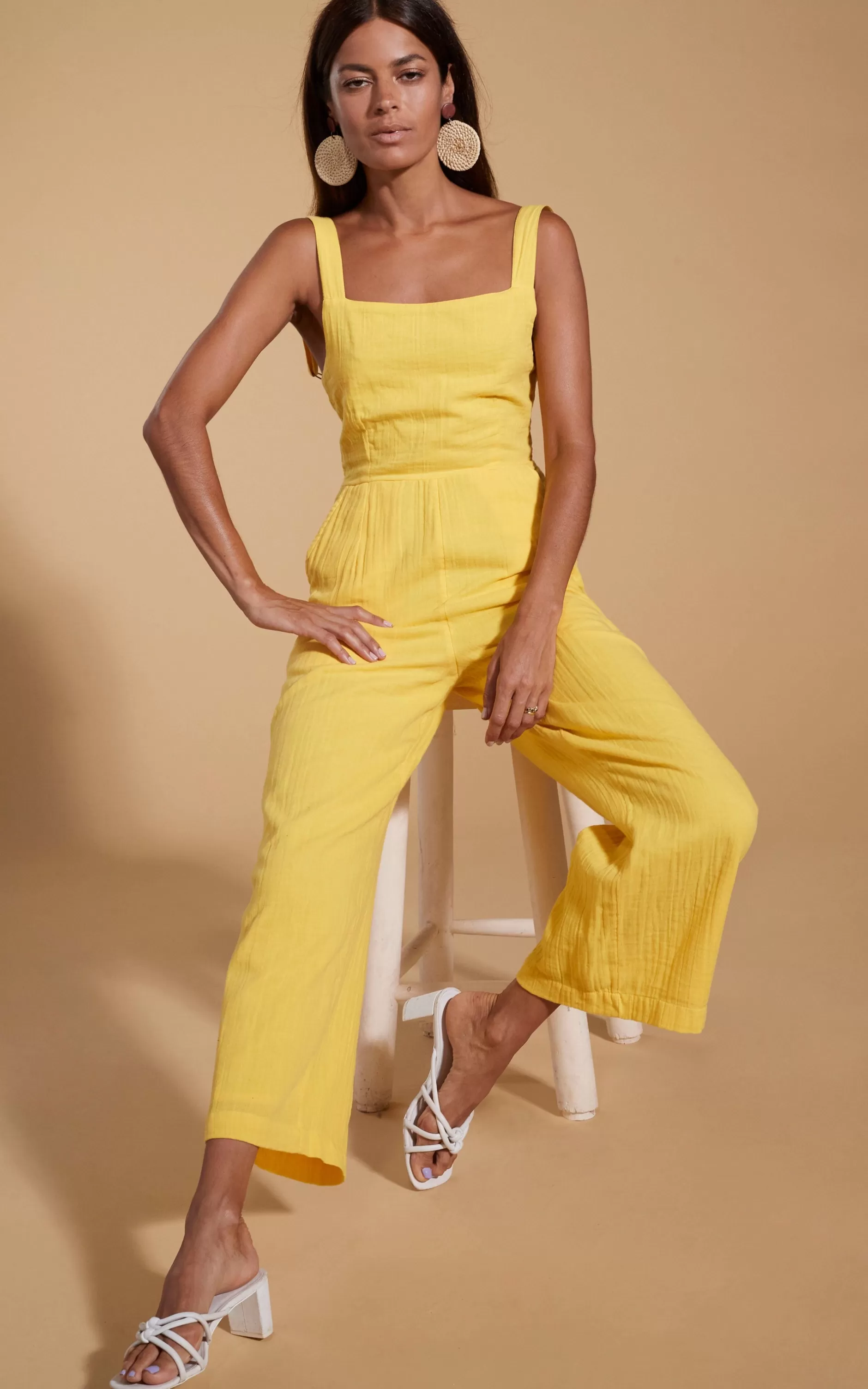 Dancing Leopard Halo Kimani Twist Back Jumpsuit In Primrose Yellow>Women Jumpsuits