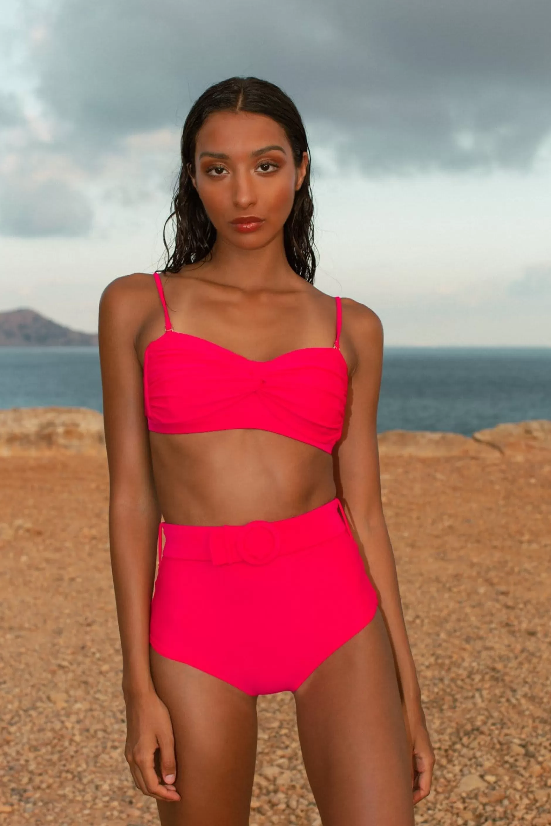 Dancing Leopard Halo Lalita Bandeau Bikini Top In Hot Pink>Women Swimwear