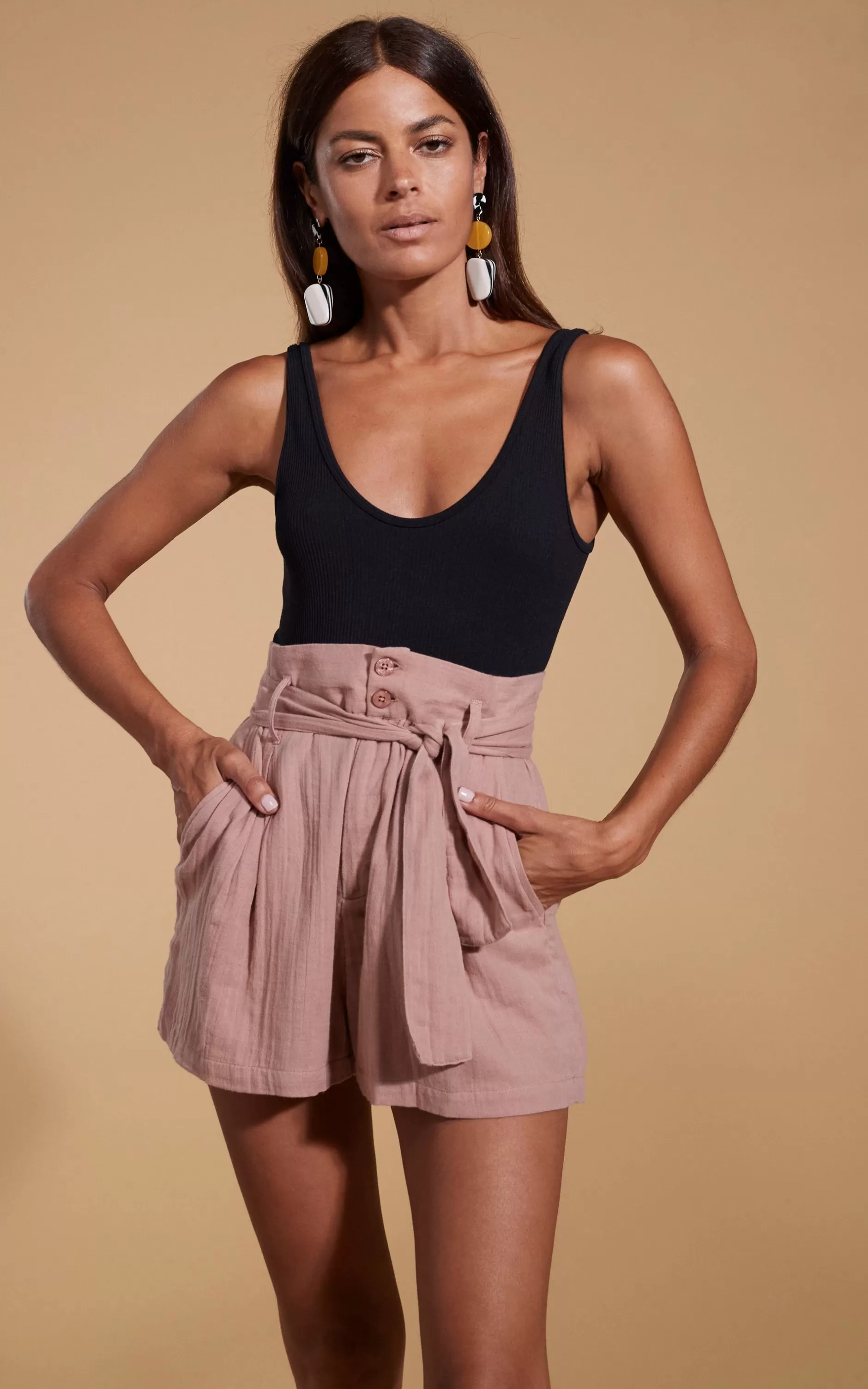 Dancing Leopard Halo Nessie High Waist Shorts In Fawn>Women Shorts