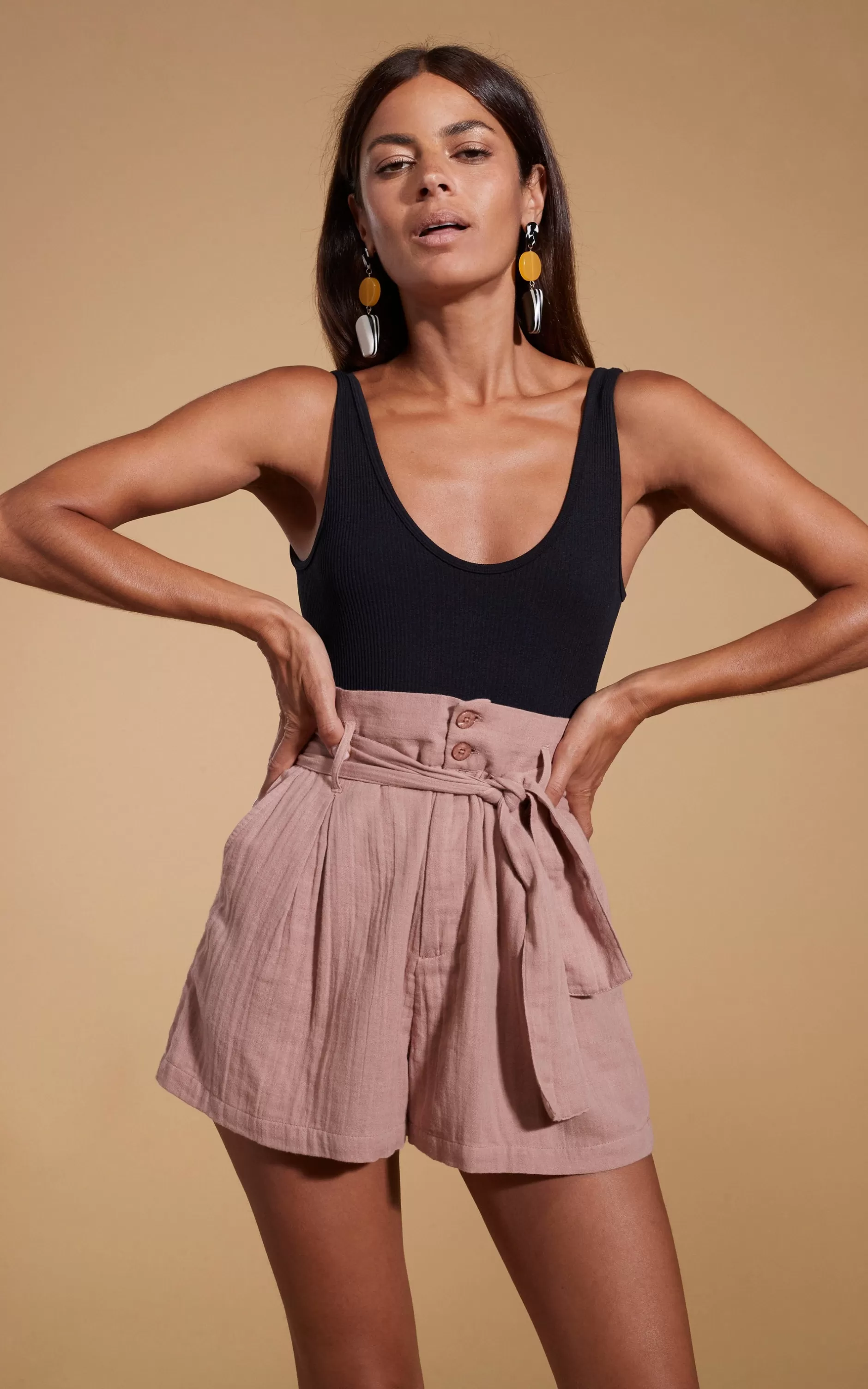 Dancing Leopard Halo Nessie High Waist Shorts In Fawn>Women Shorts