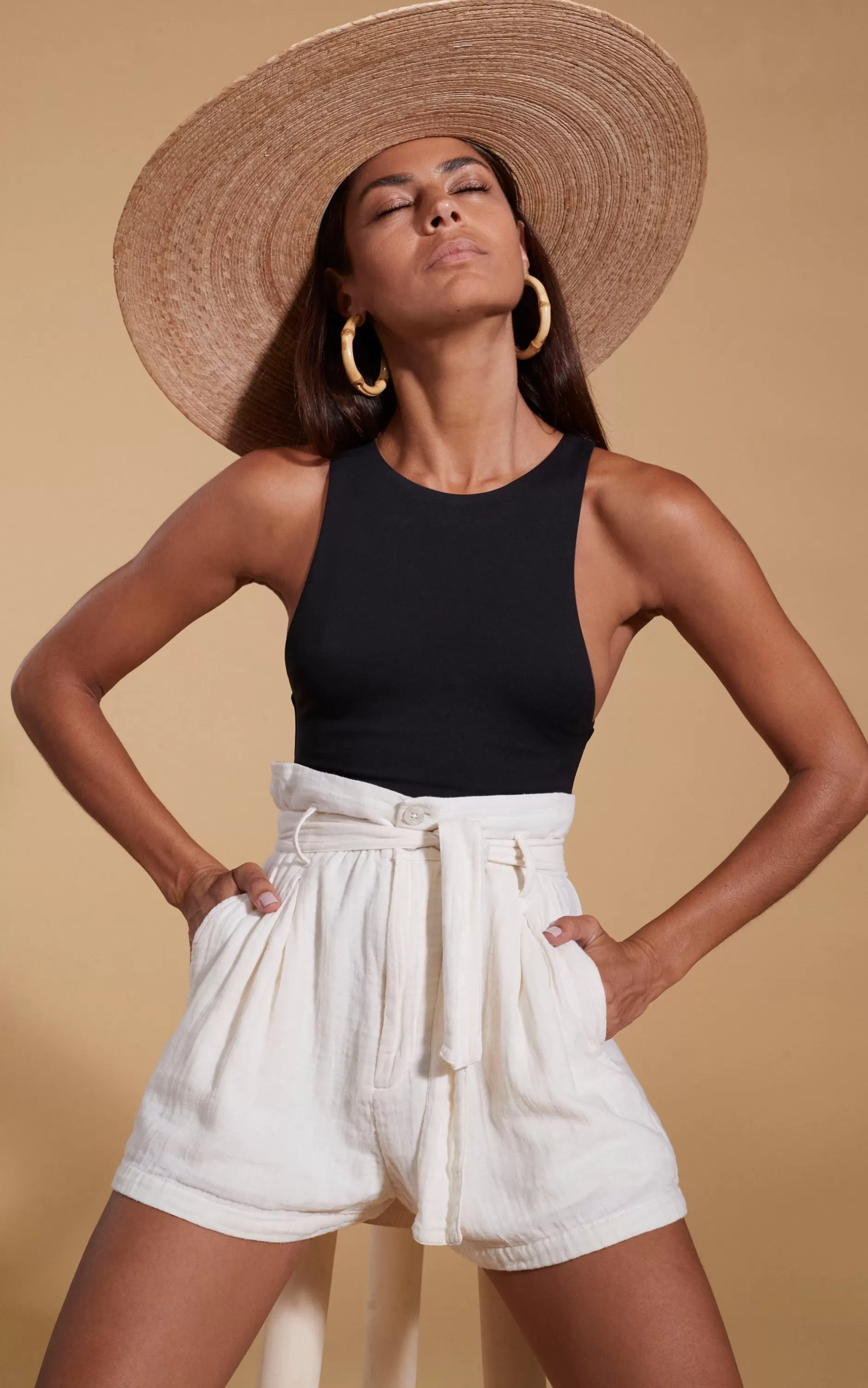 Dancing Leopard Halo Nessie High-Waist Shorts In Cream>Women Shorts