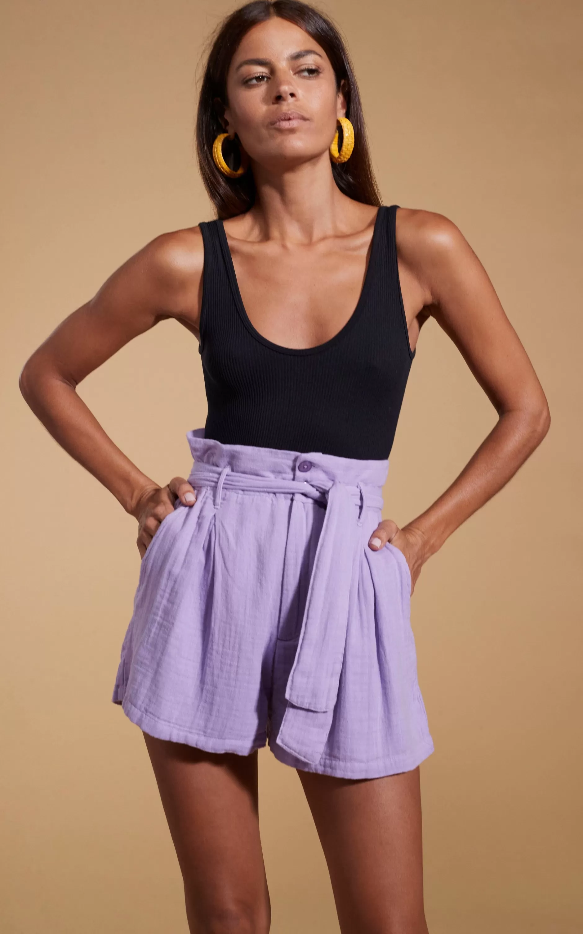 Dancing Leopard Halo Nessie High-Waist Shorts In Lilac>Women Shorts
