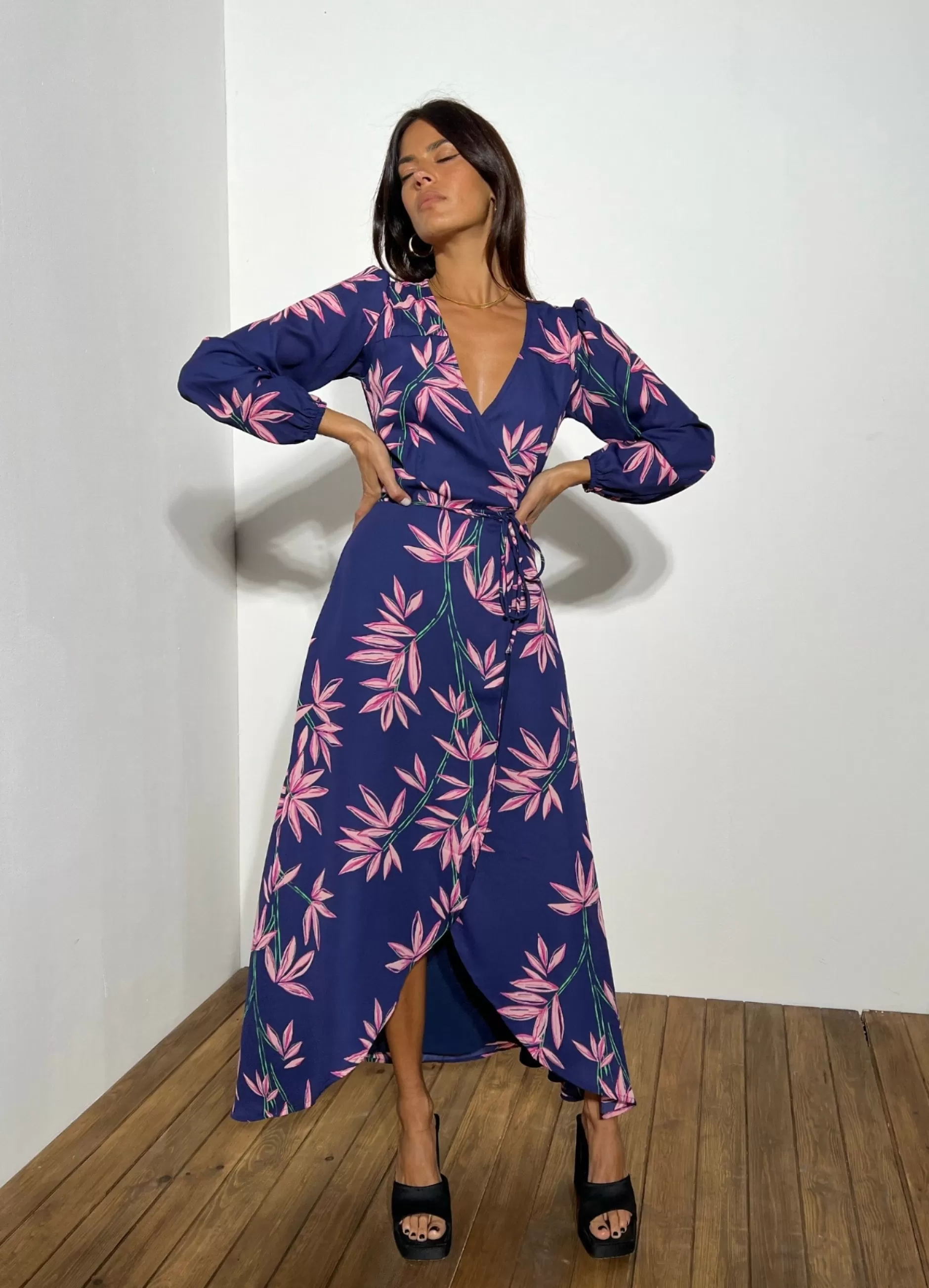 Dancing Leopard Jagger Maxi Dress In Bamboo Navy Base>Women Dresses