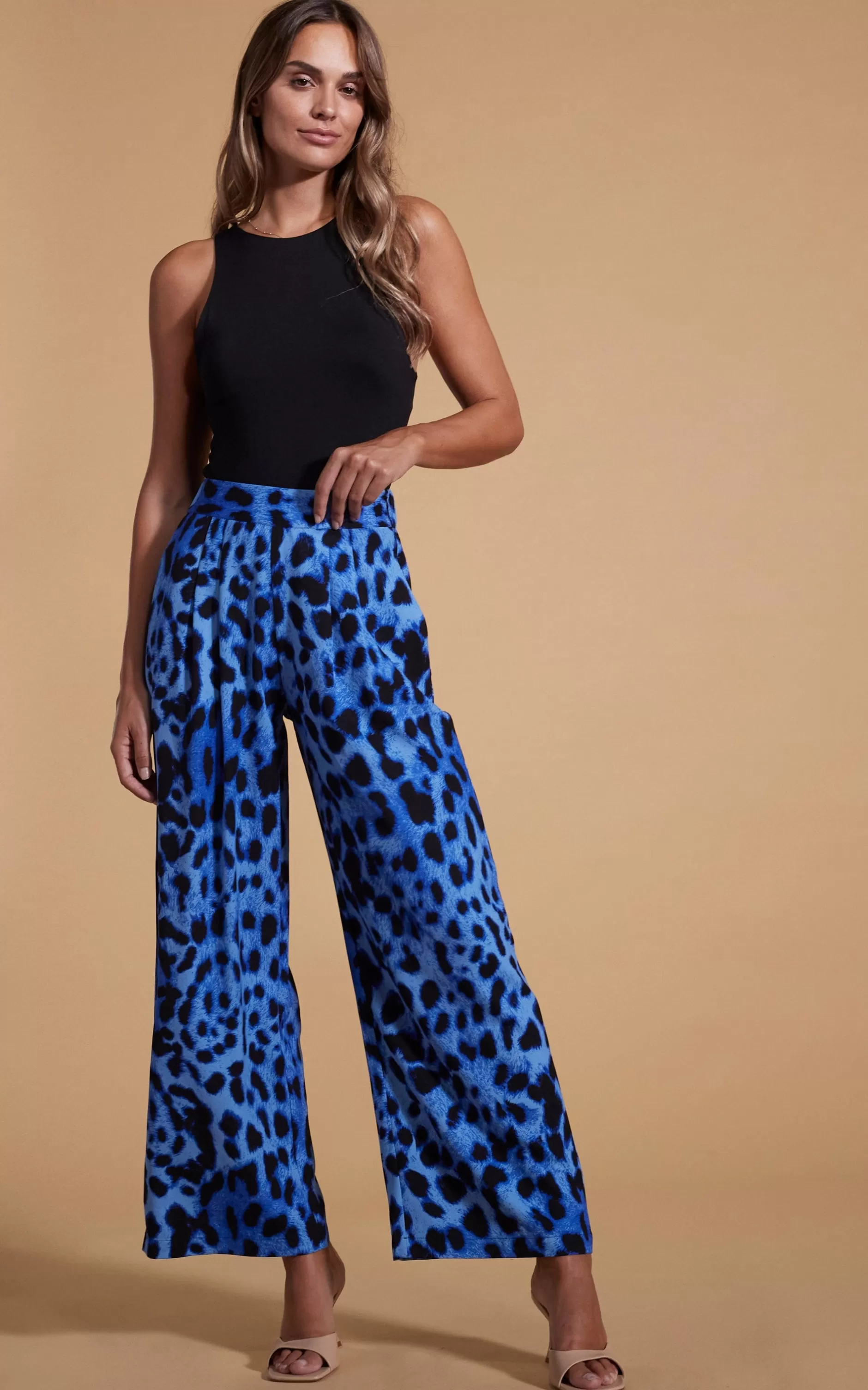 Dancing Leopard Joey Palazzo Trousers In Bright Blue Leopard>Women Trousers