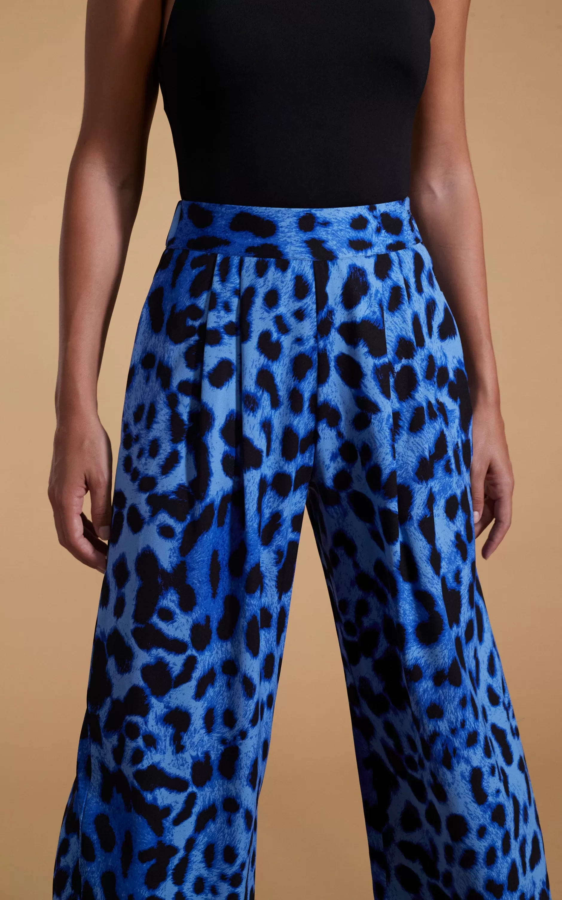 Dancing Leopard Joey Palazzo Trousers In Bright Blue Leopard>Women Trousers