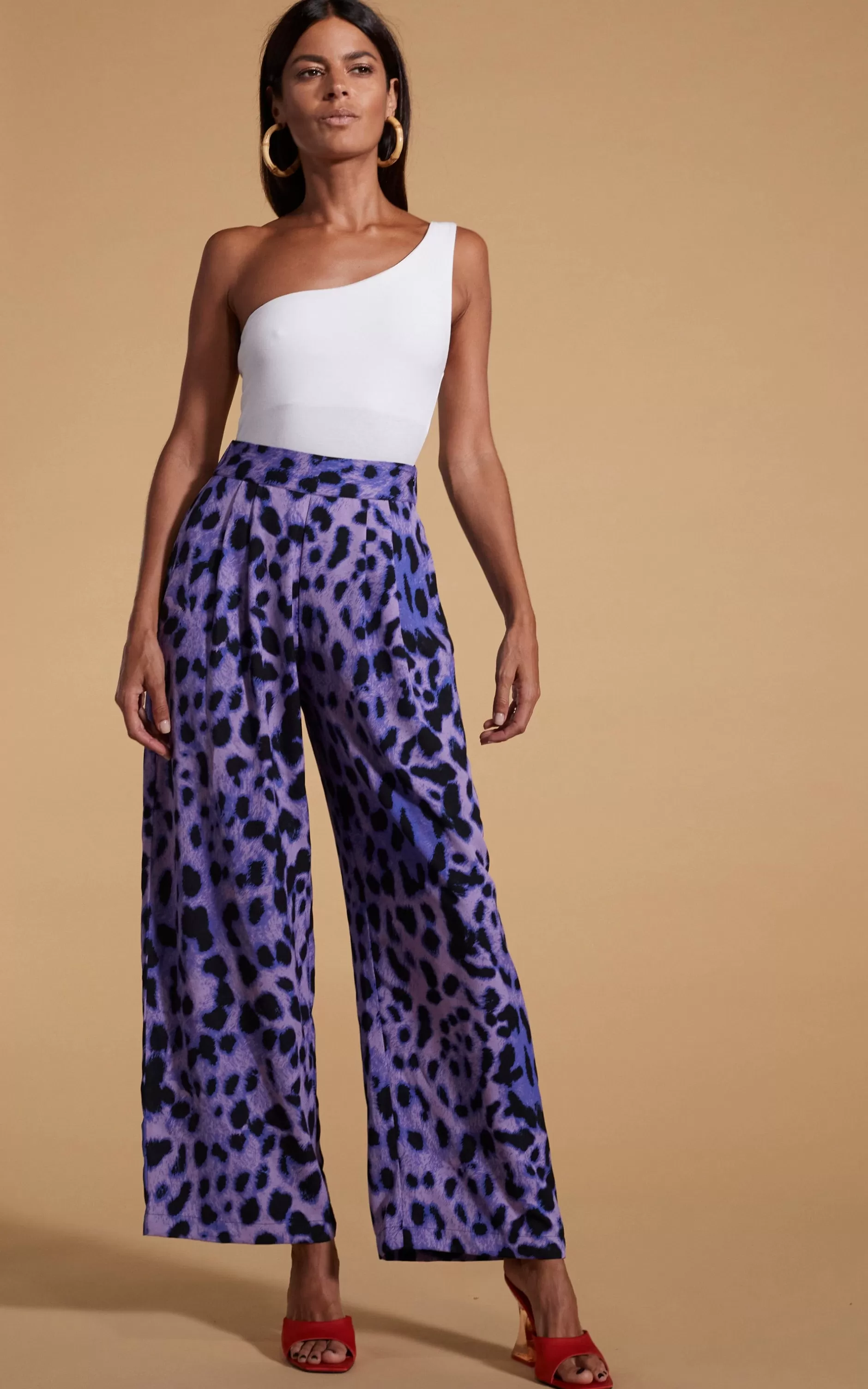 Dancing Leopard Joey Palazzo Trousers In Lilac Leopard>Women Trousers