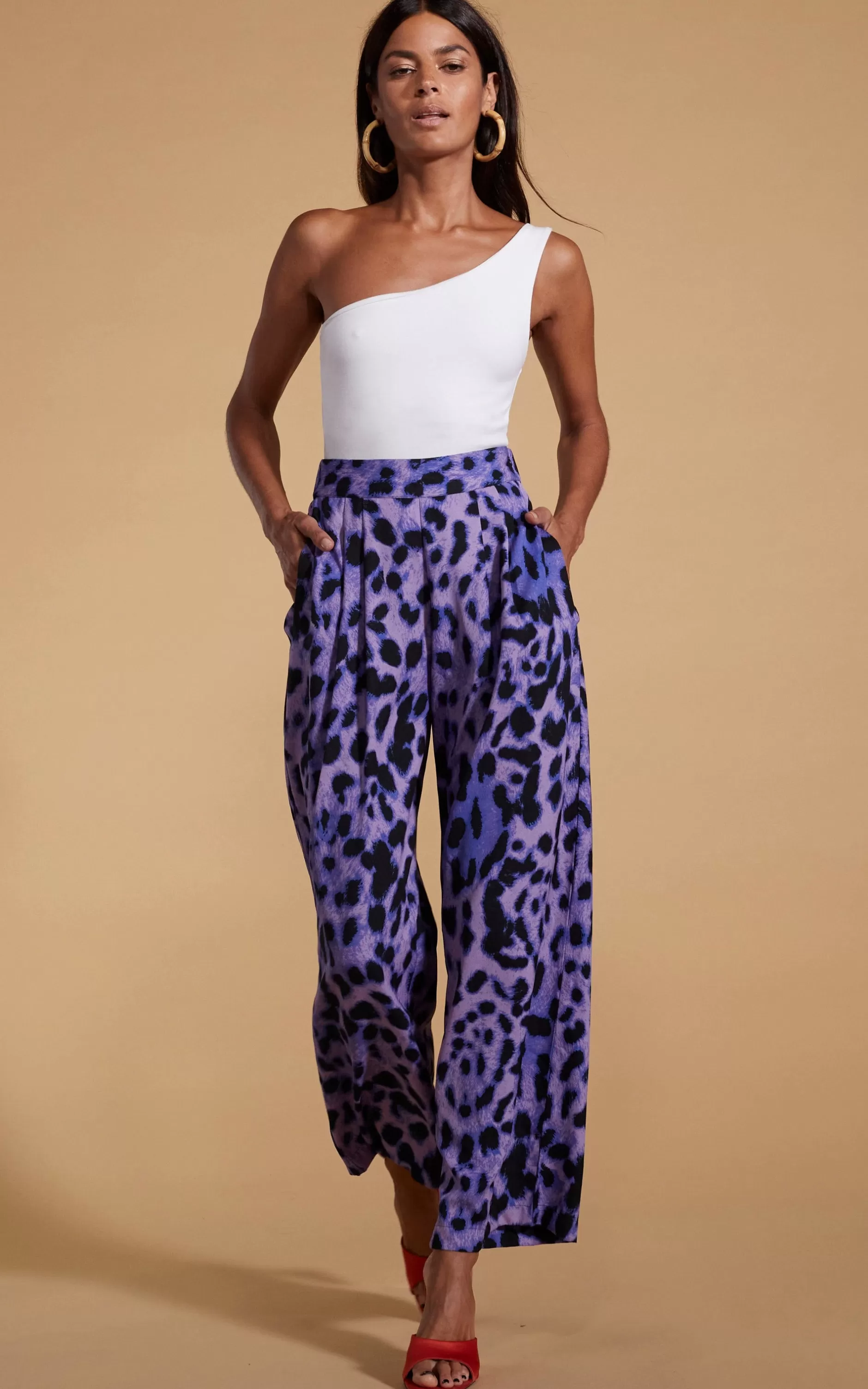 Dancing Leopard Joey Palazzo Trousers In Lilac Leopard>Women Trousers