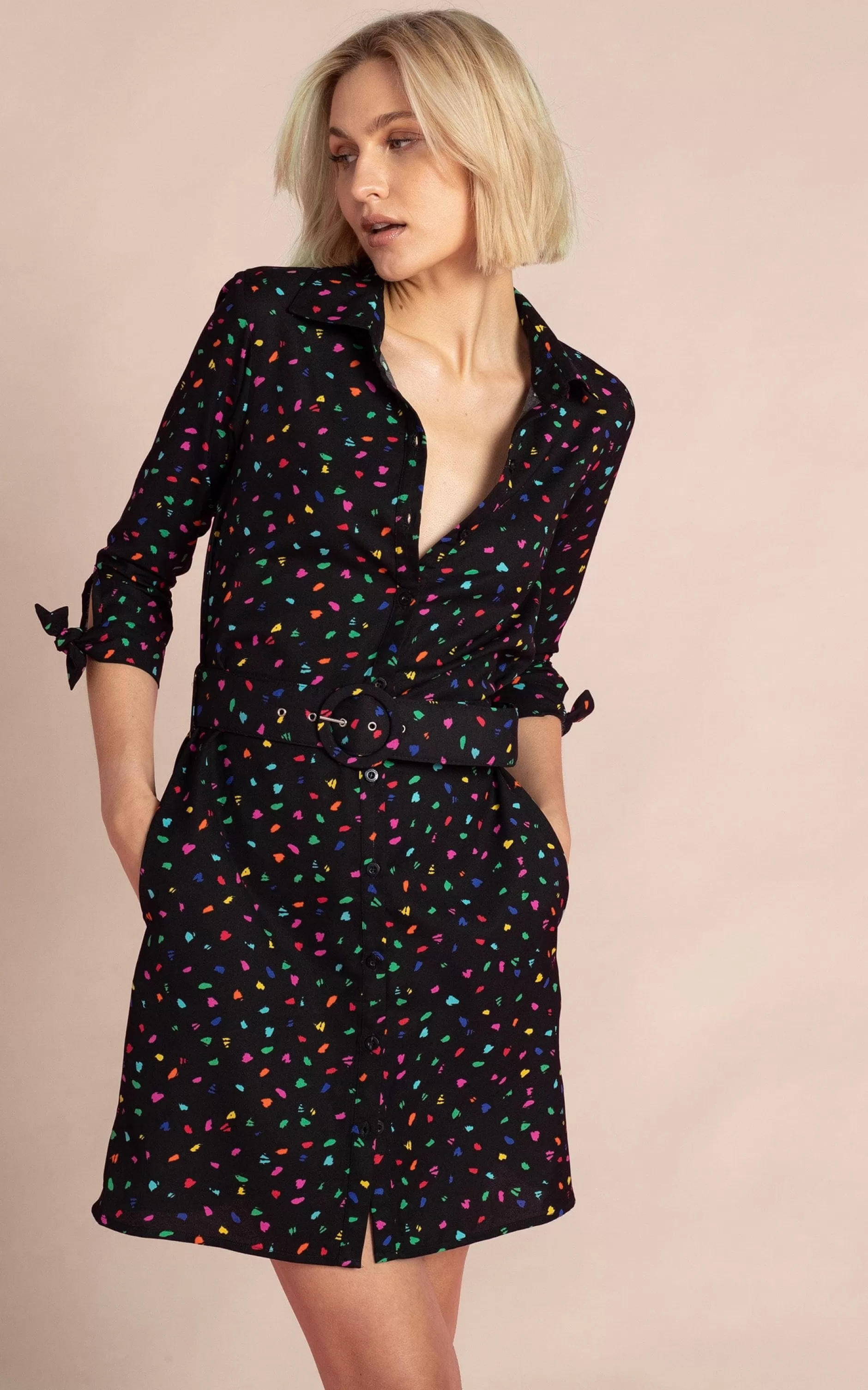 Dancing Leopard Jonah Mini Shirt Dress In Abstract Multi>Women Dresses