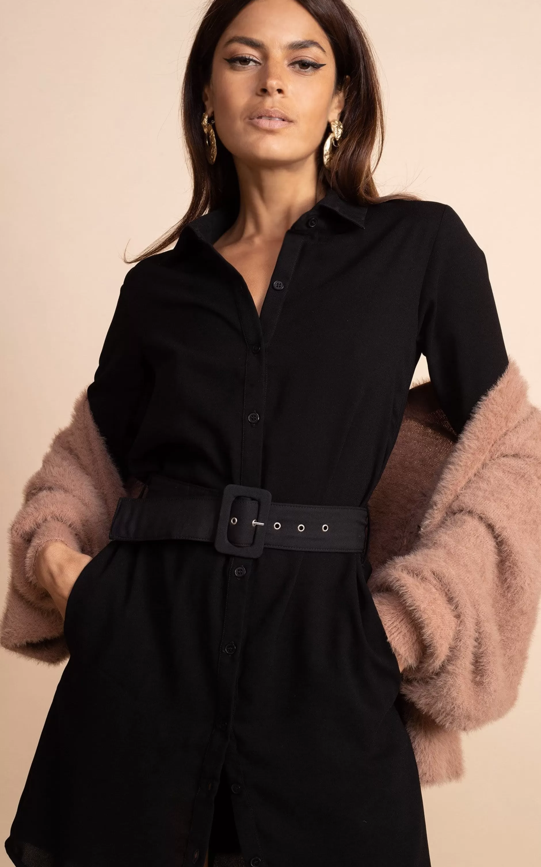 Dancing Leopard Jonah Mini Shirt Dress In Black>Women Dresses