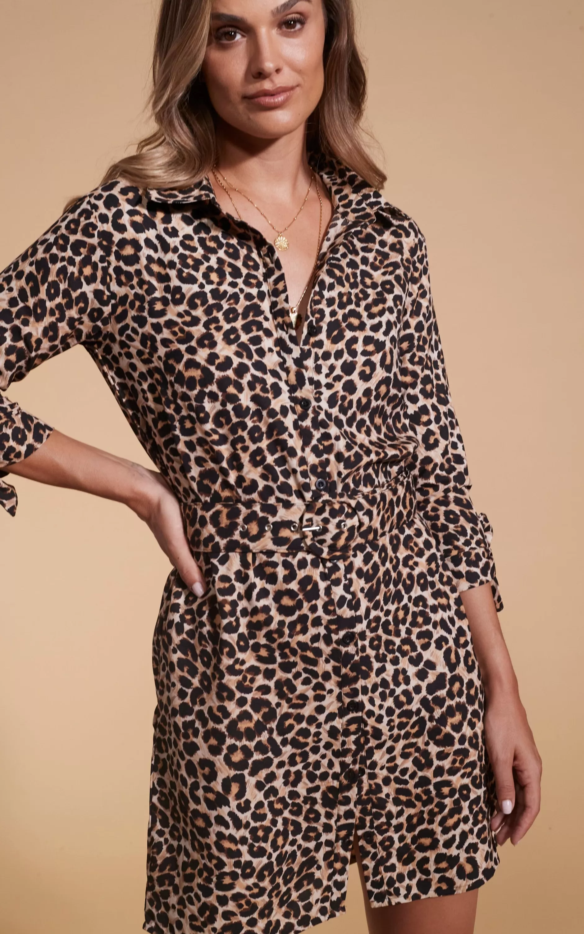 Dancing Leopard Jonah Mini Shirt Dress In Rich Leopard>Women Dresses