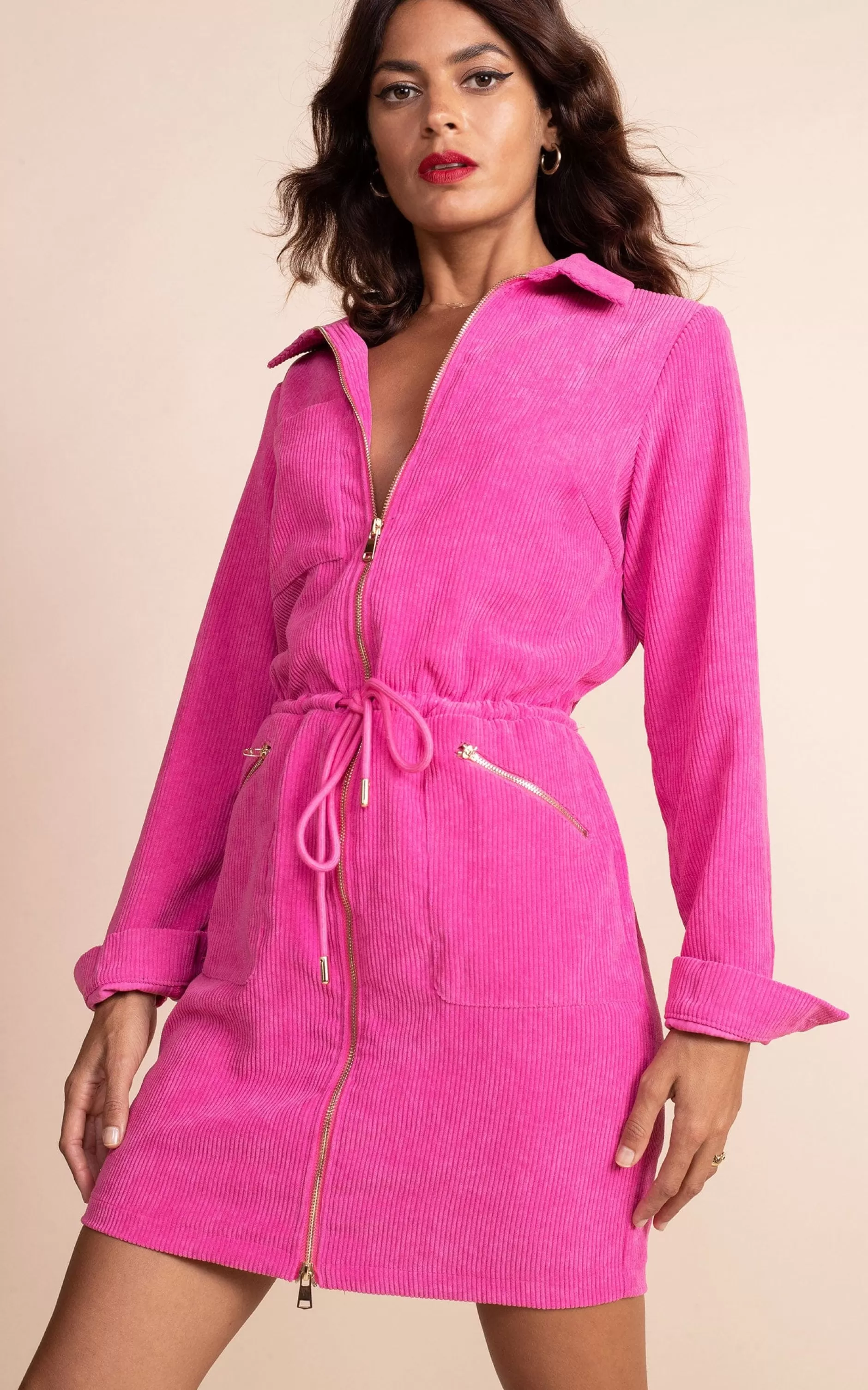 Dancing Leopard Kali Corduroy Dress In Hot Pink>Women Dresses