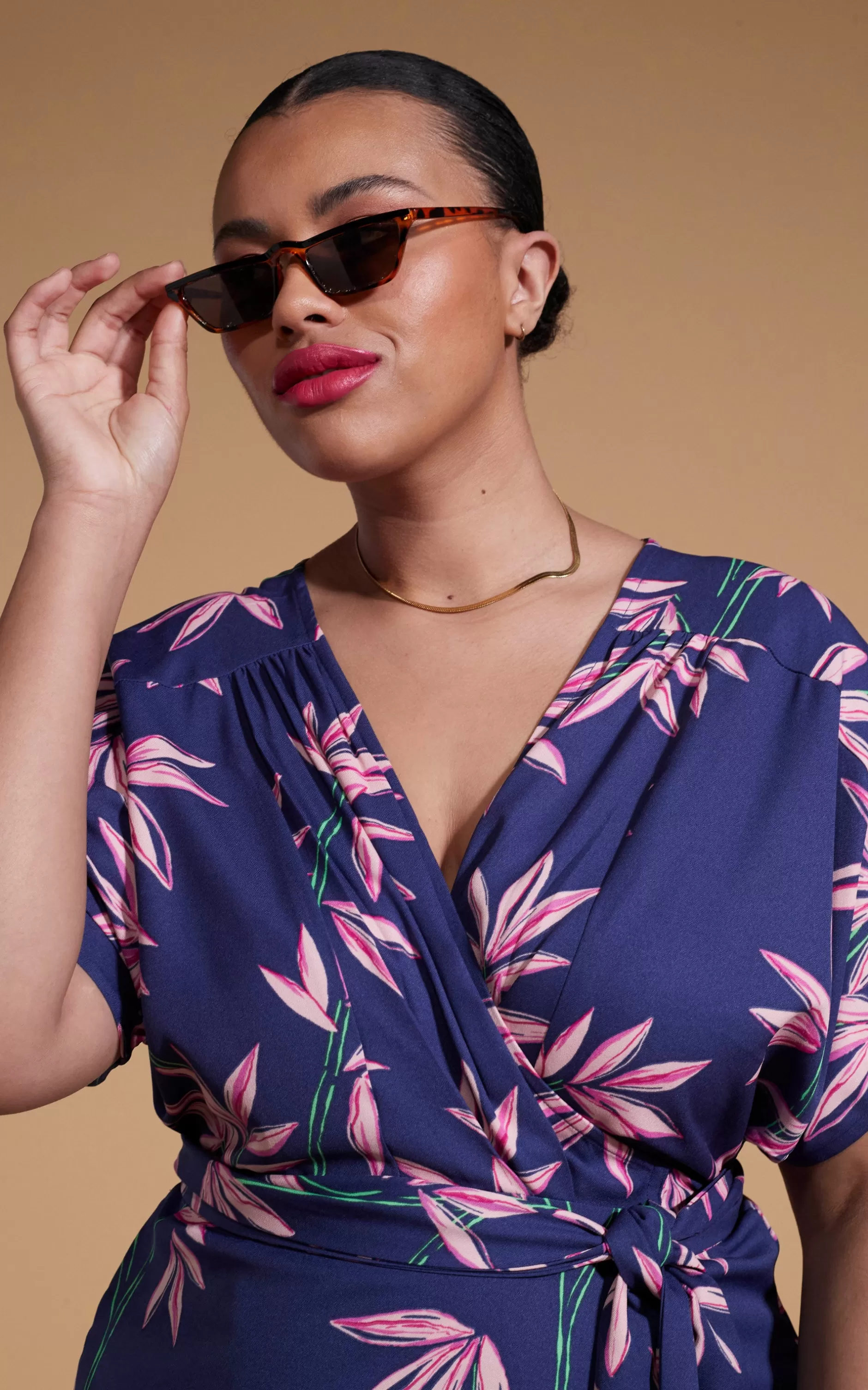Dancing Leopard Kansas Mini Wrap Dress In Bamboo Navy Base-Extended Sizing>Women Dresses