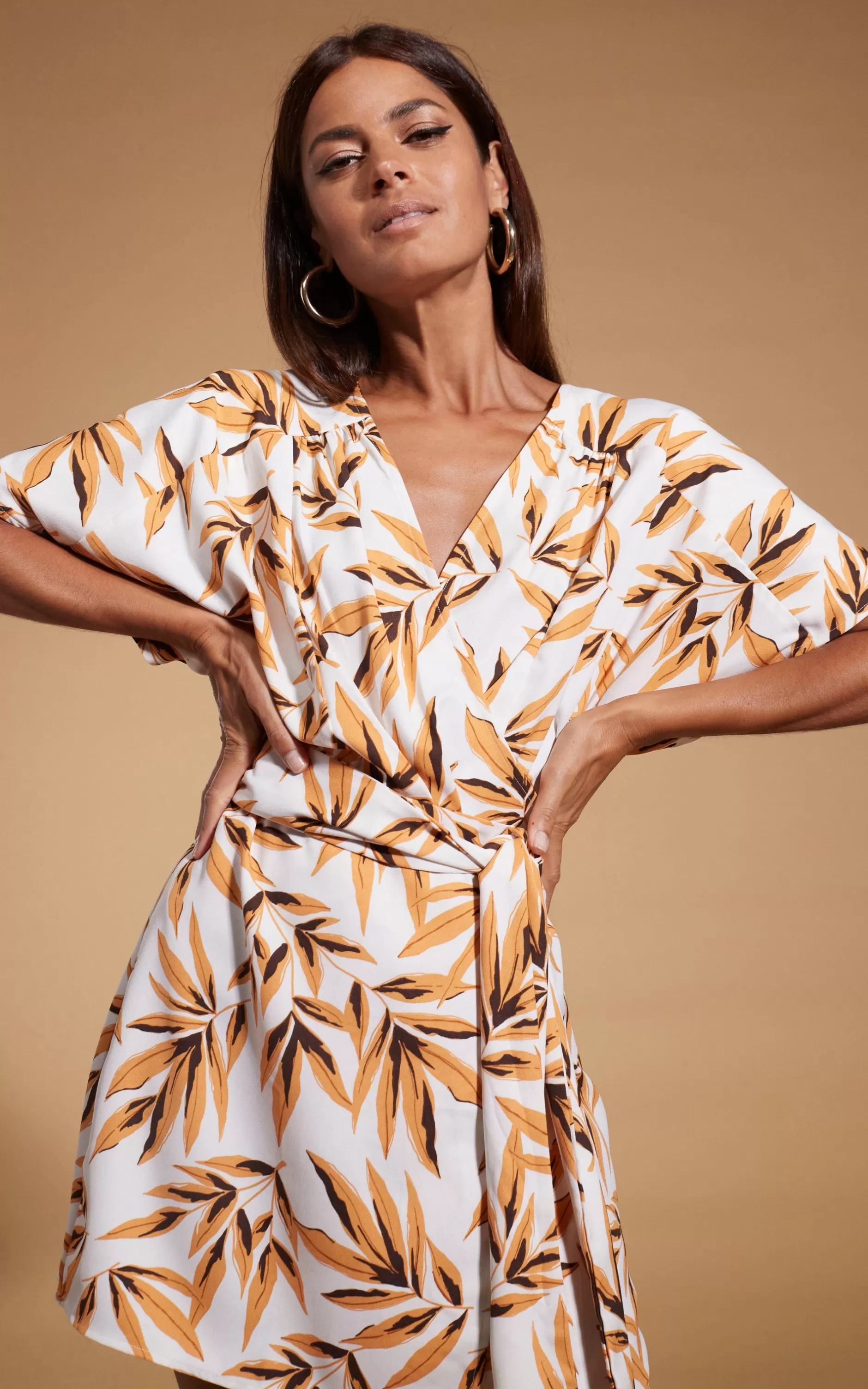 Dancing Leopard Kansas Mini Wrap Dress In Tropic Natural>Women Dresses