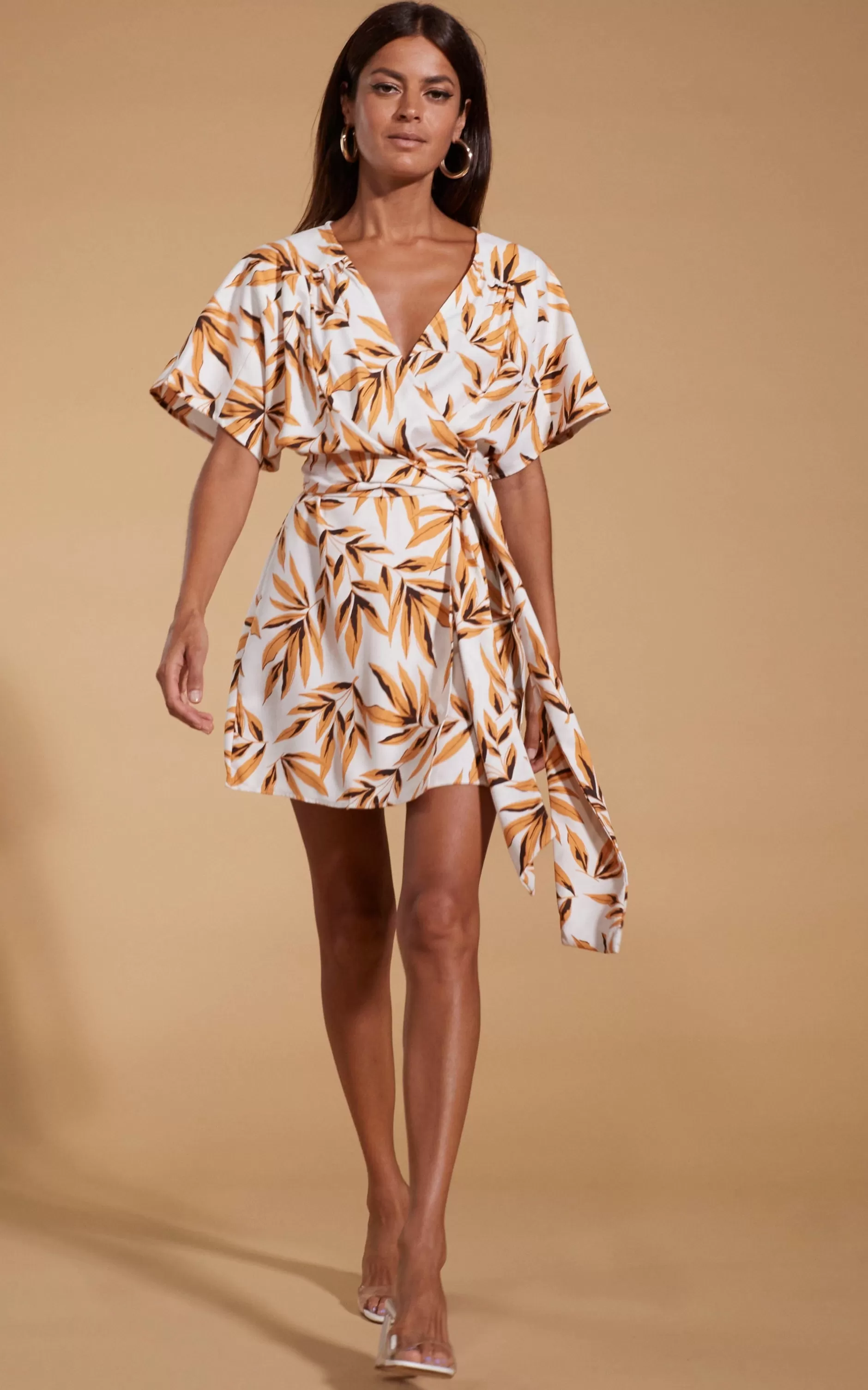 Dancing Leopard Kansas Mini Wrap Dress In Tropic Natural>Women Dresses