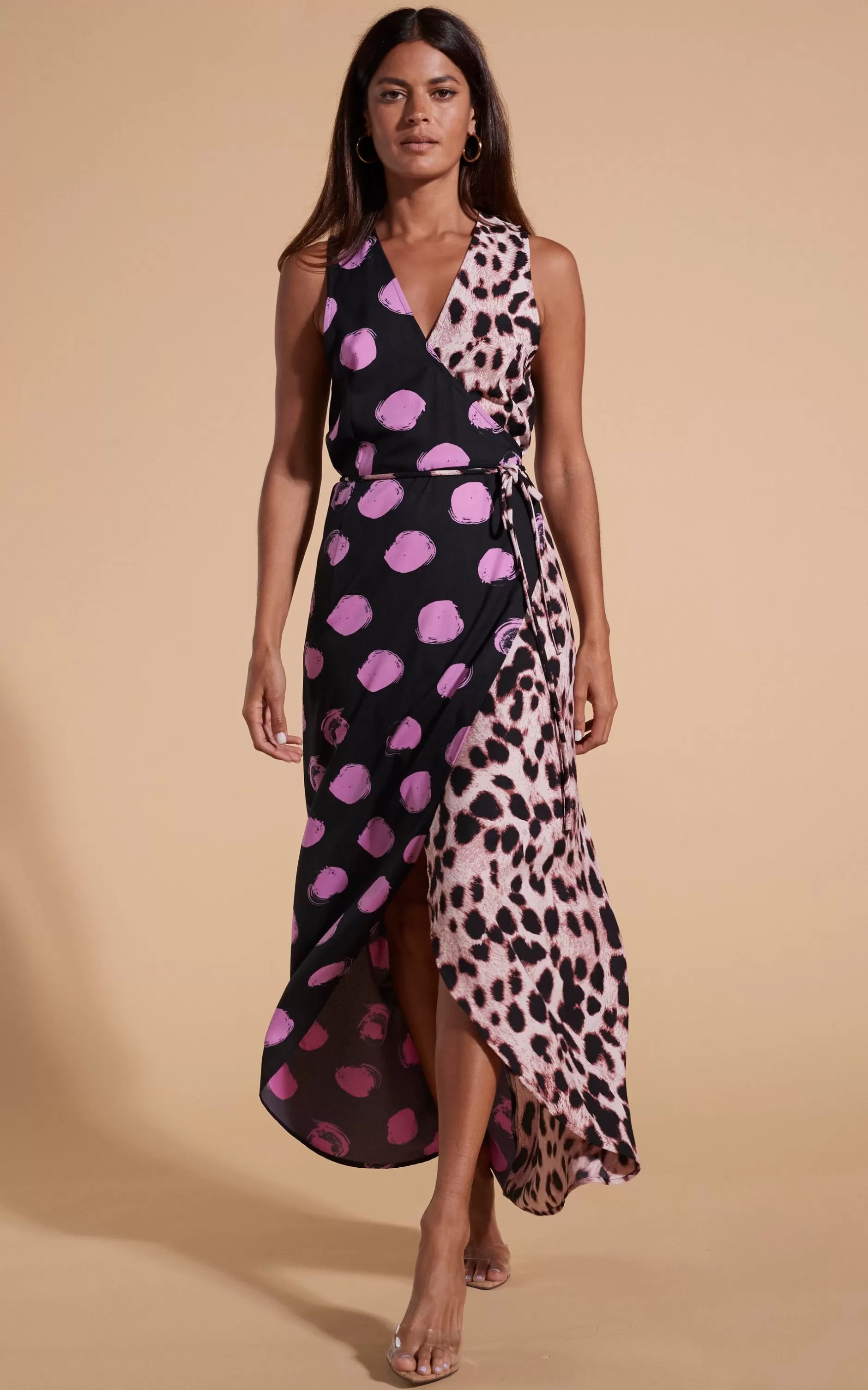 Dancing Leopard Kyla Dress In Pink On Black Dot & Blush Leopard>Women Dresses