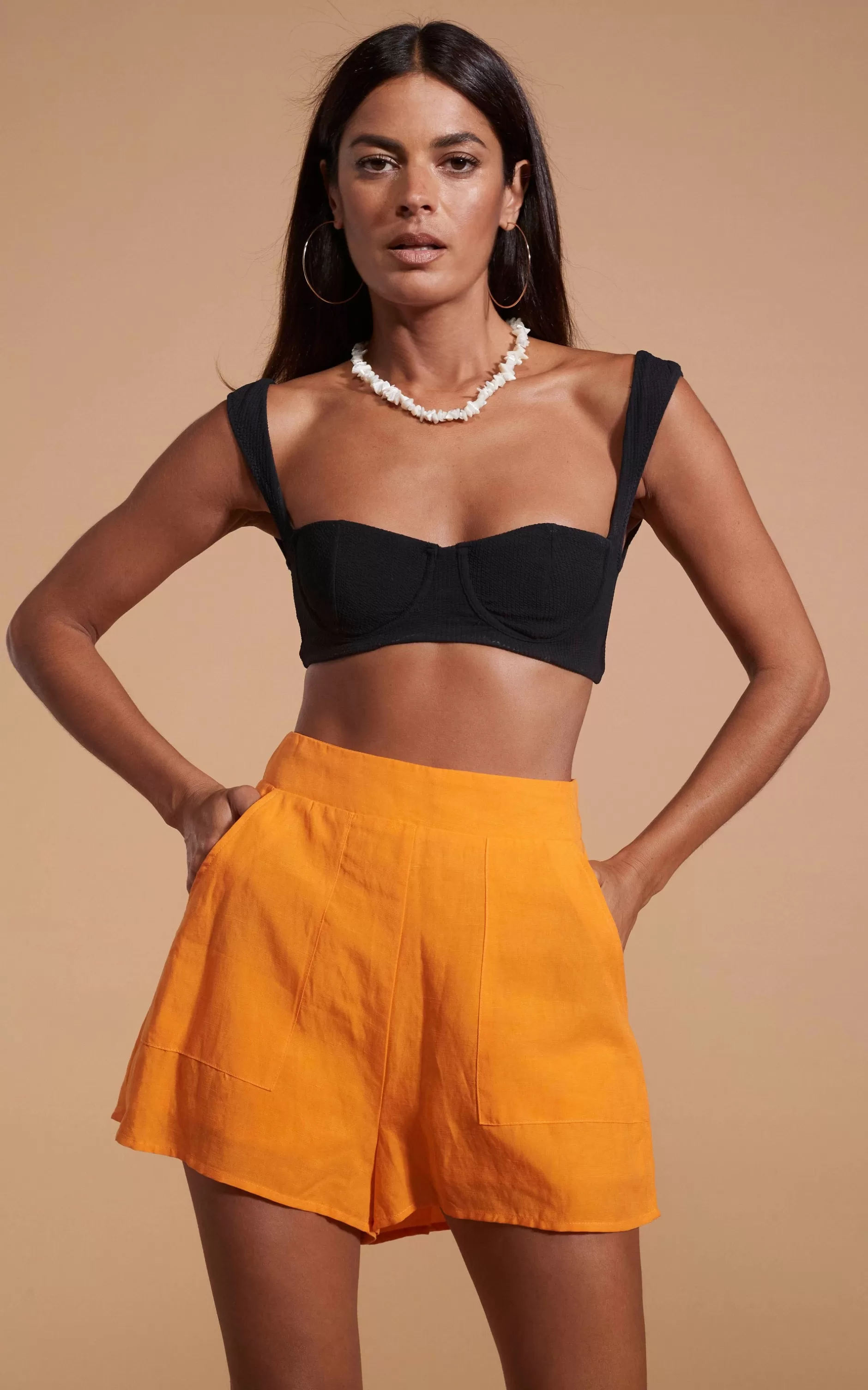 Dancing Leopard Lola Linen Shorts In Orange>Women Shorts