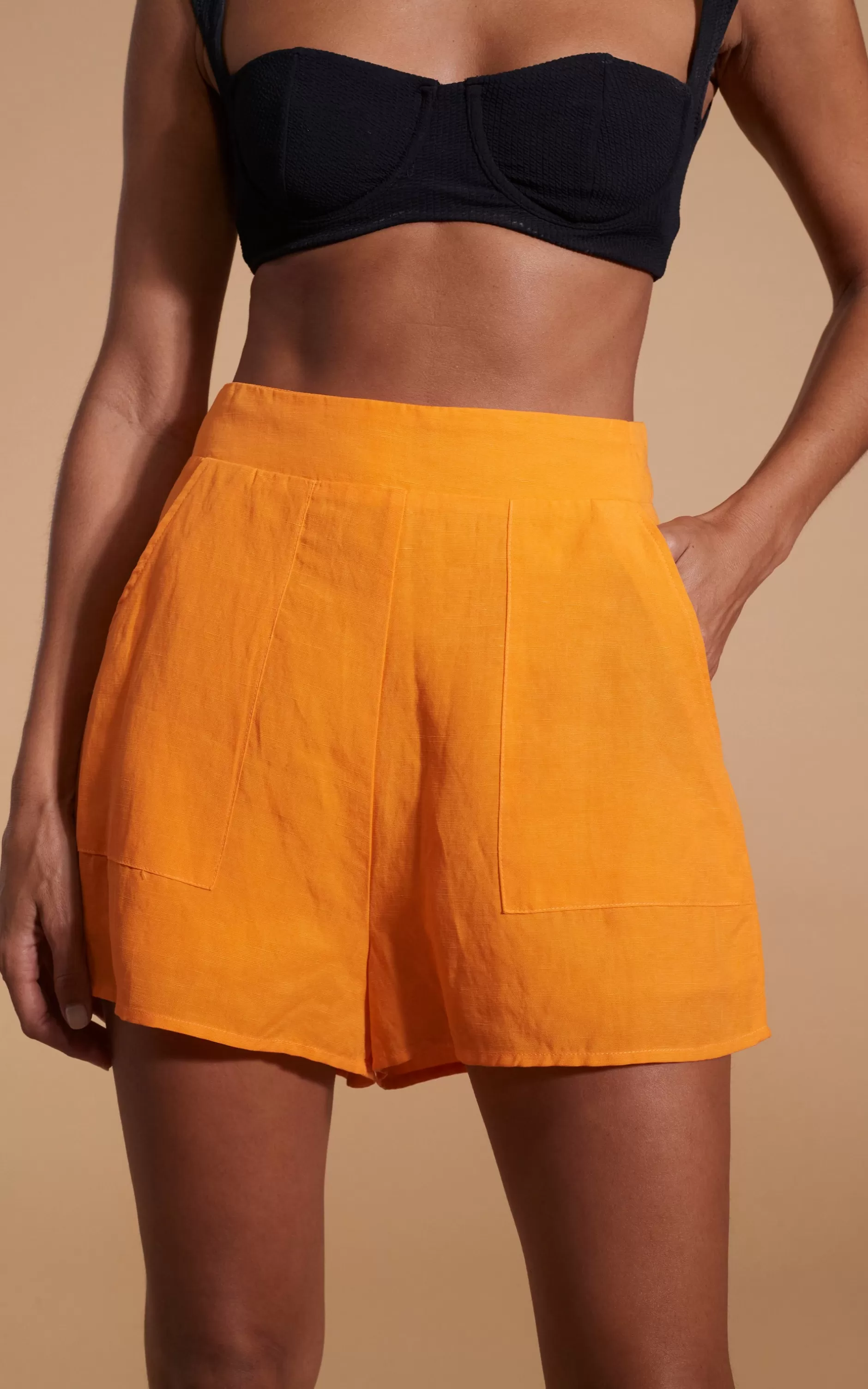 Dancing Leopard Lola Linen Shorts In Orange>Women Shorts