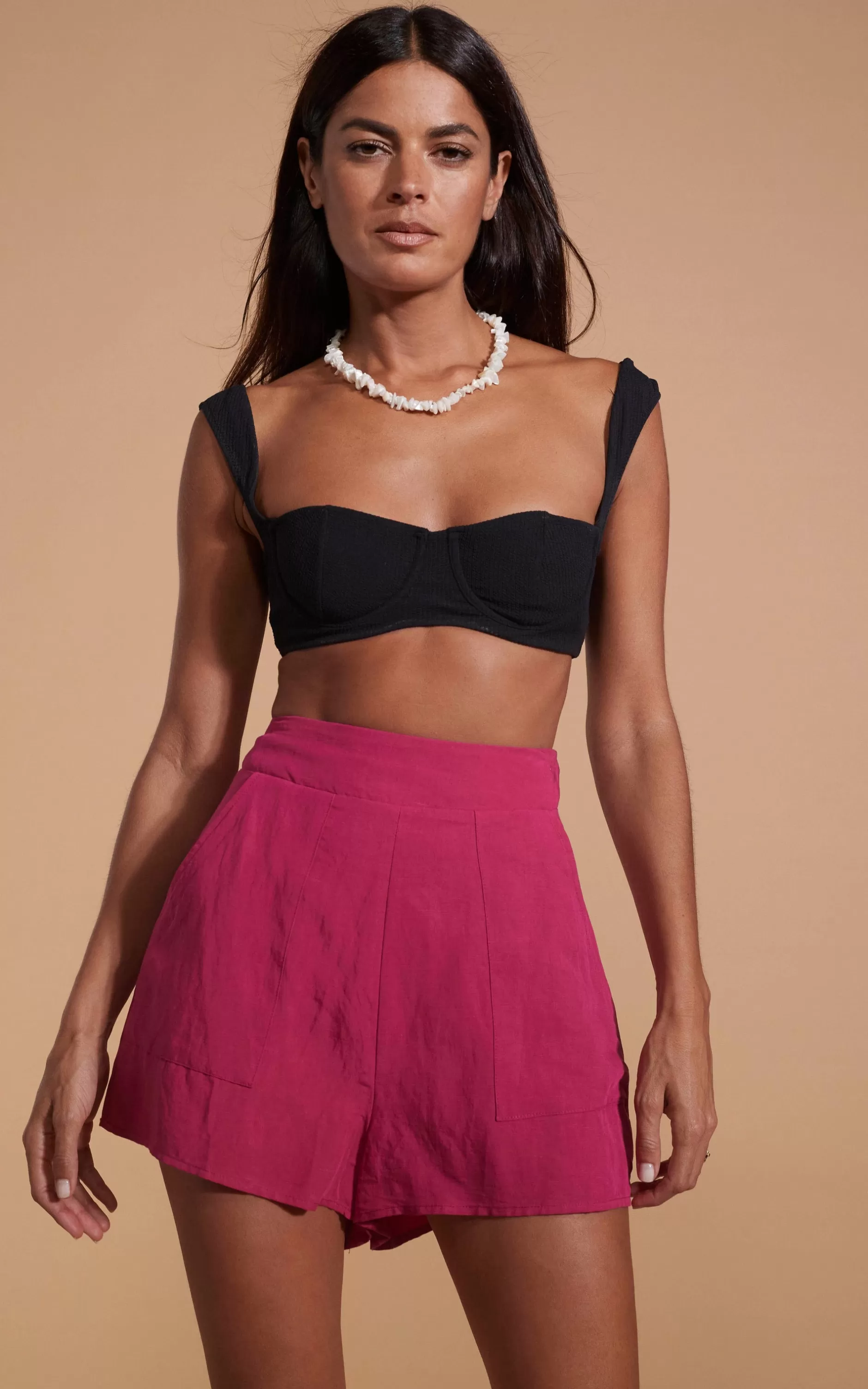 Dancing Leopard Lola Linen Shorts In Raspberry>Women Shorts