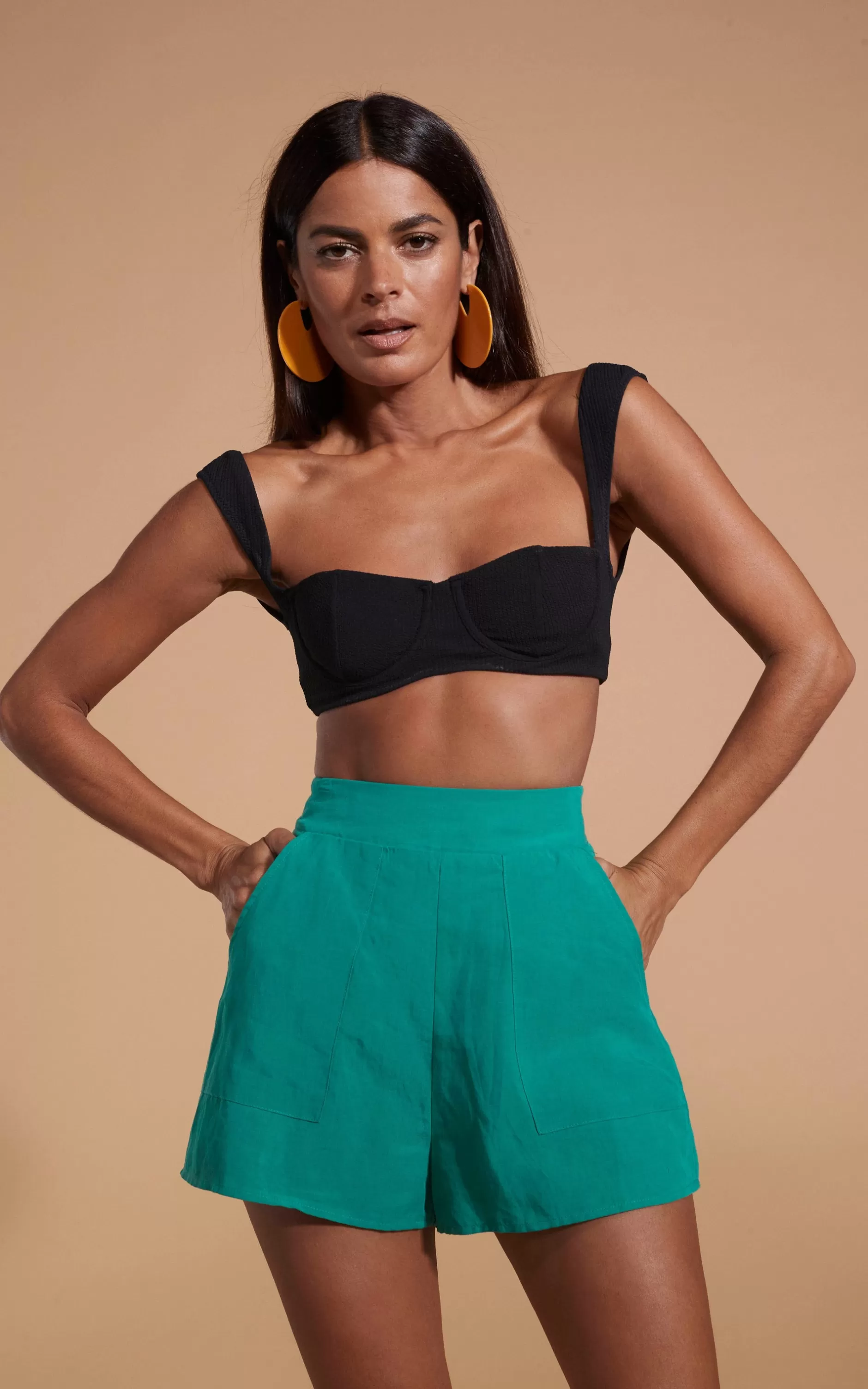 Dancing Leopard Lola Linen Shorts In Vivid Green>Women Shorts