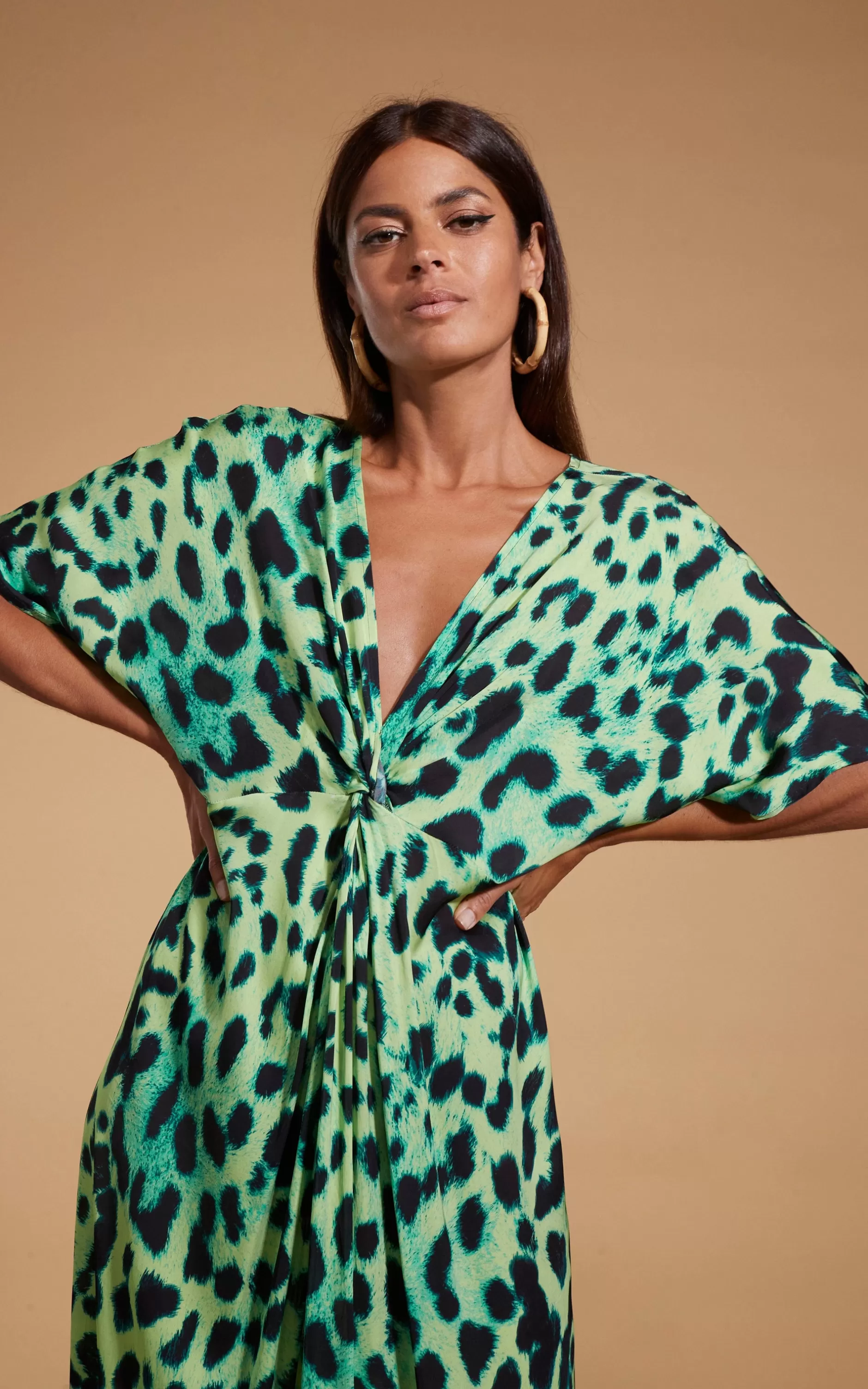 Dancing Leopard Makuna Kaftan In Lime Leopard>Women Dresses